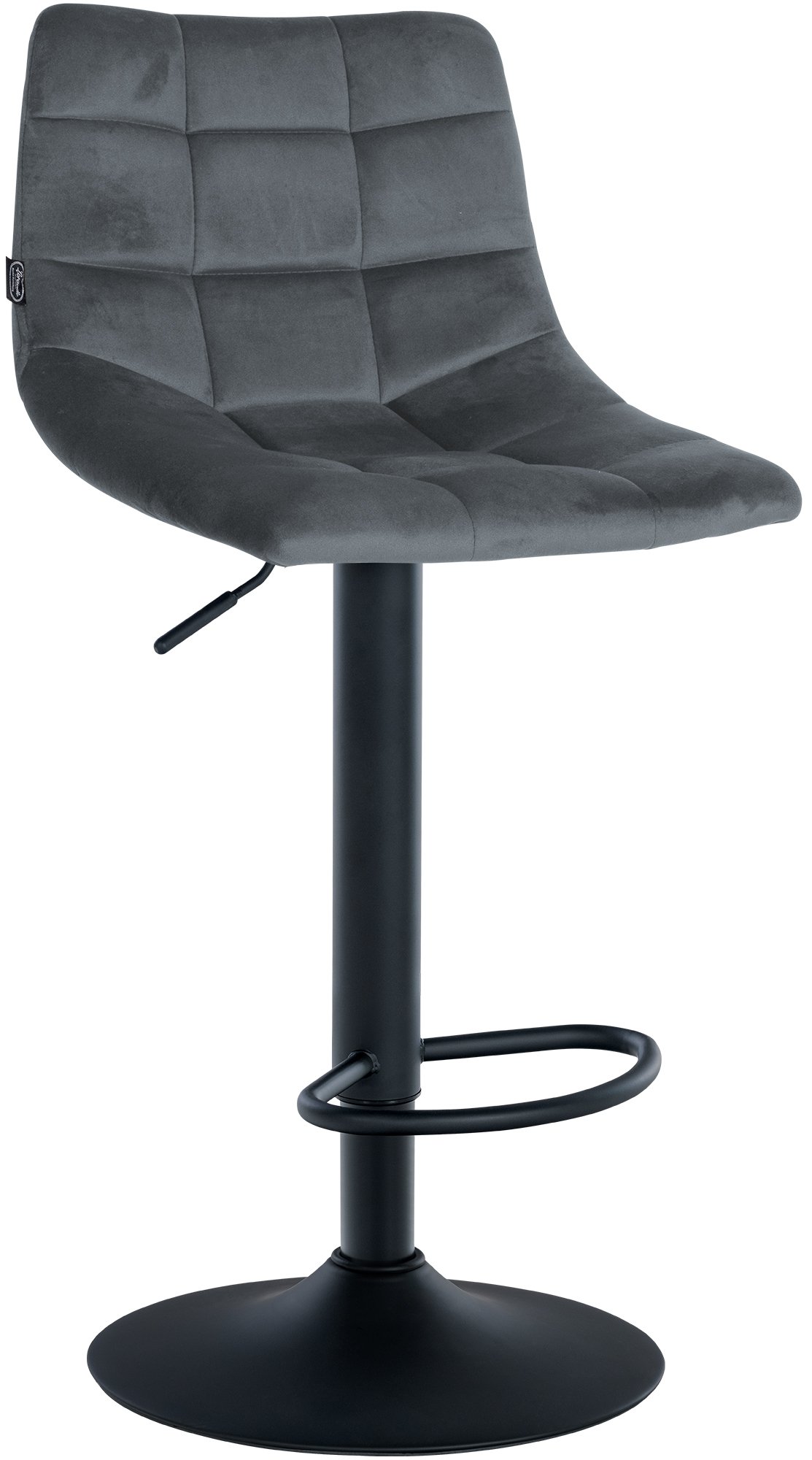 Tabouret de bar Jerry velours Gris foncé Noir