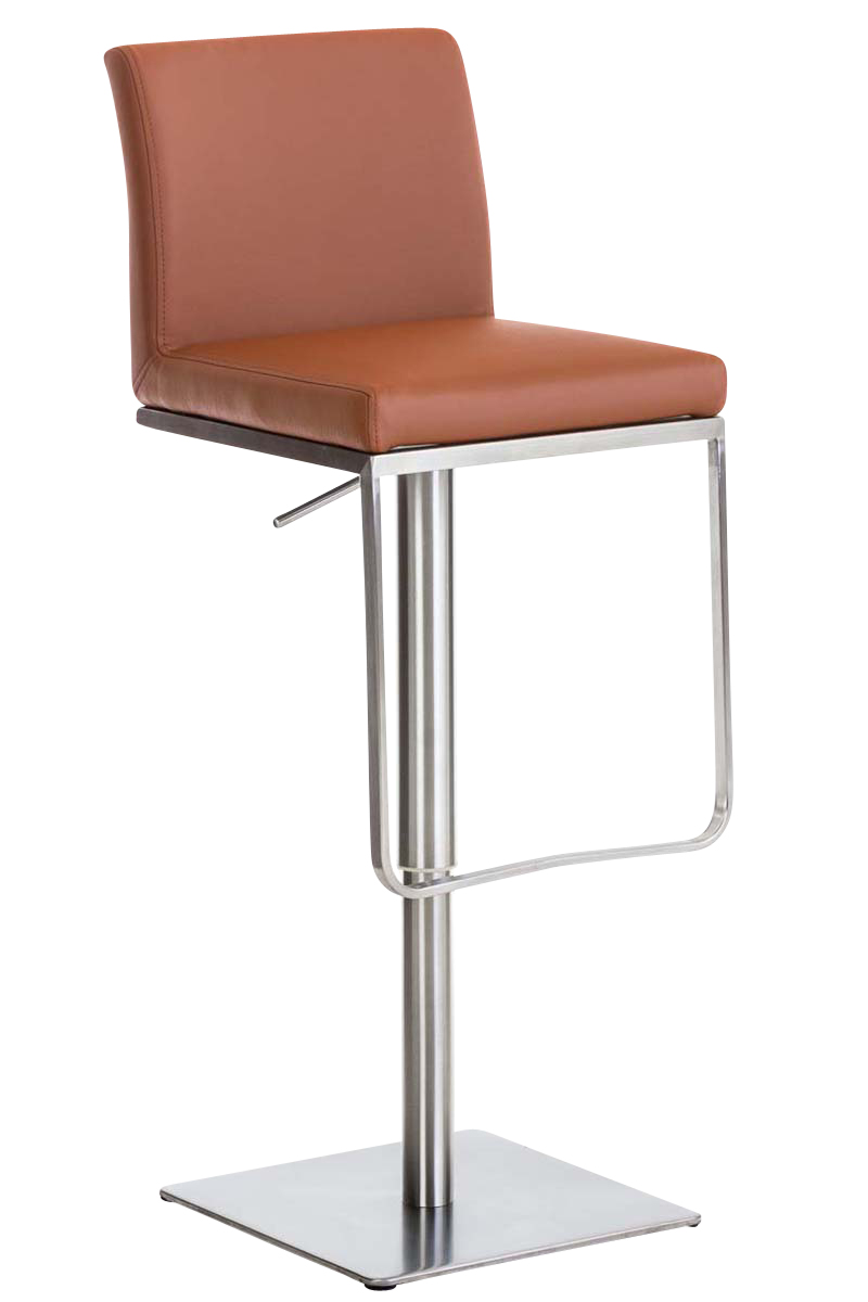 Tabouret de bar Panama en similicuir avec pied en métal Marron clair Acier inoxydable