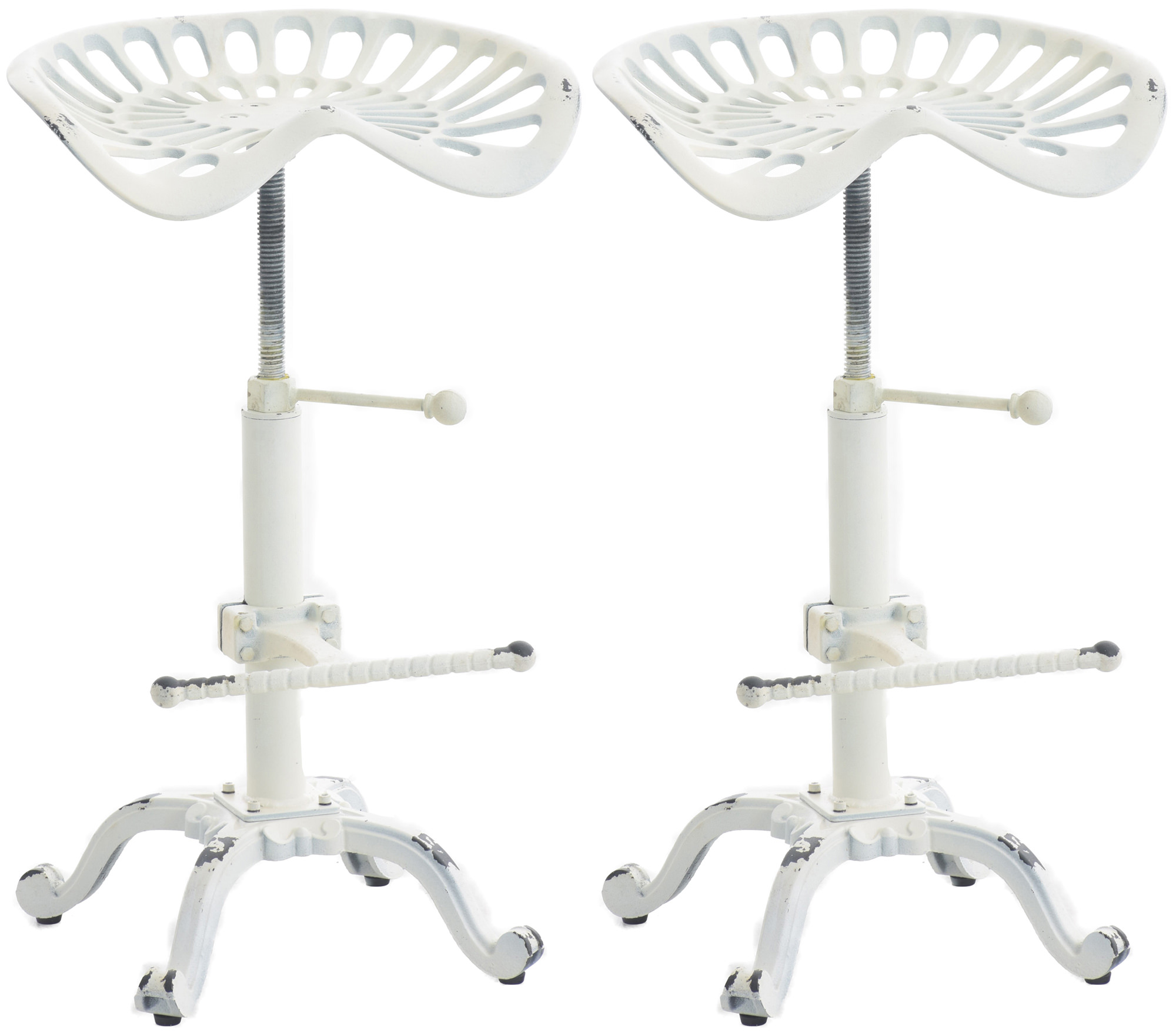 Lot de 2 tabourets de bar Butch au style industriel Blanc antique