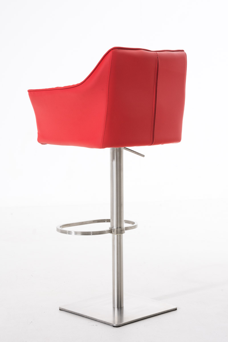 Tabouret de bar Damaso en similicuir Rouge Acier inoxydable