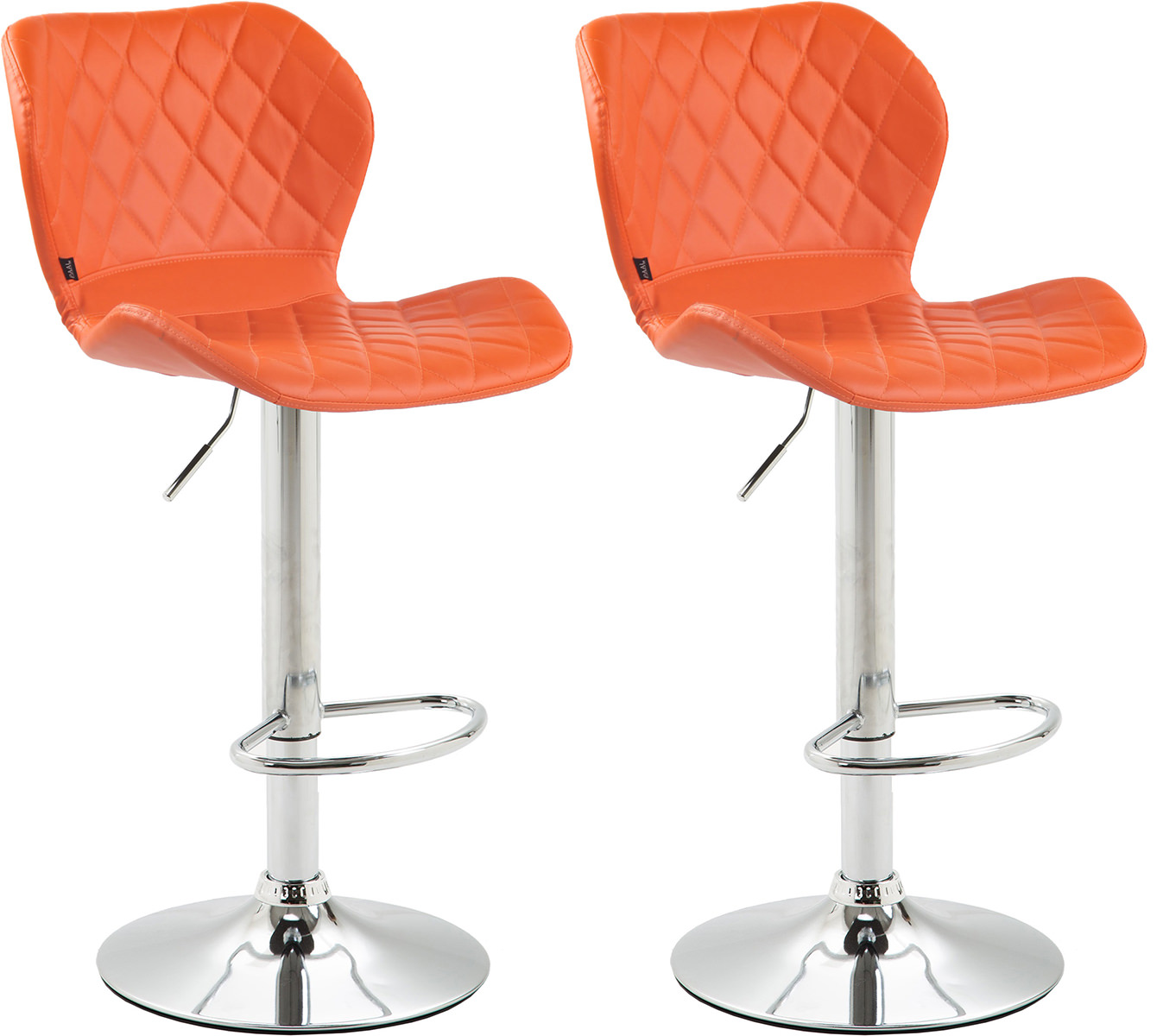 Lot de 2 Tabourets de bar Cork en similicuir Orange Chrome