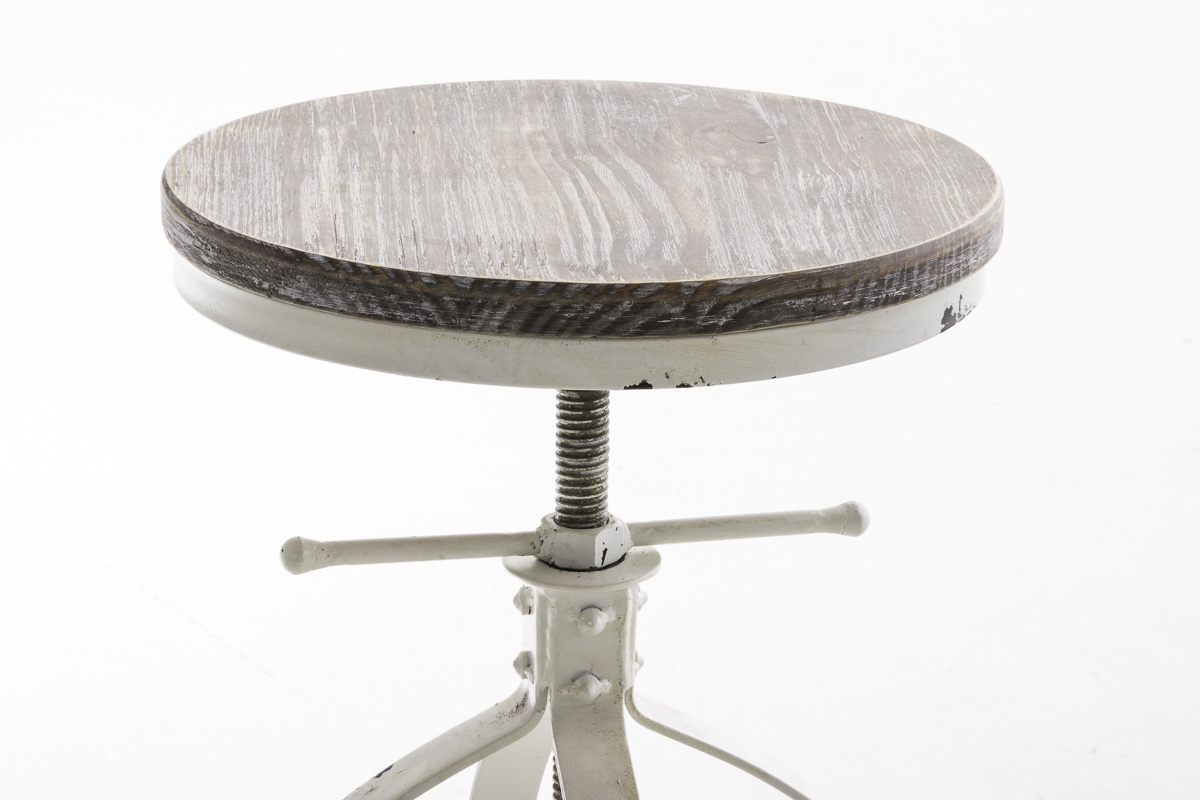 Tabouret de bar Raja au style industriel Blanc antique