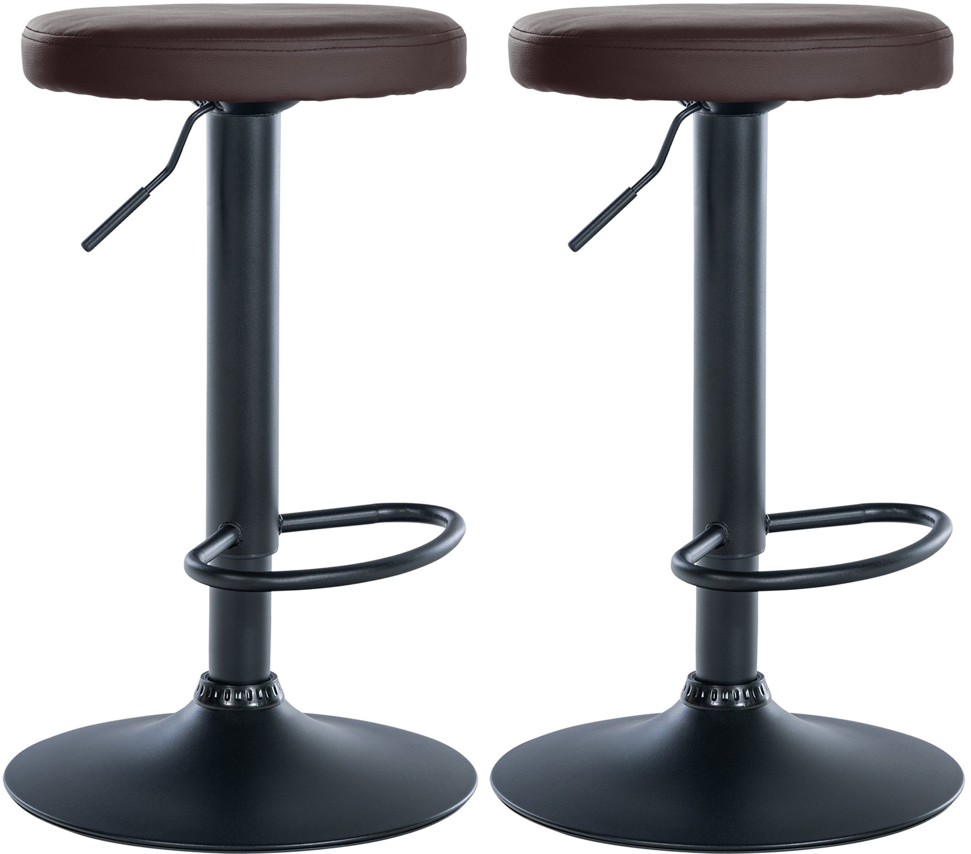 Lot de 2 tabourets de bar Ponte en similicuir Métal noir mat Marron