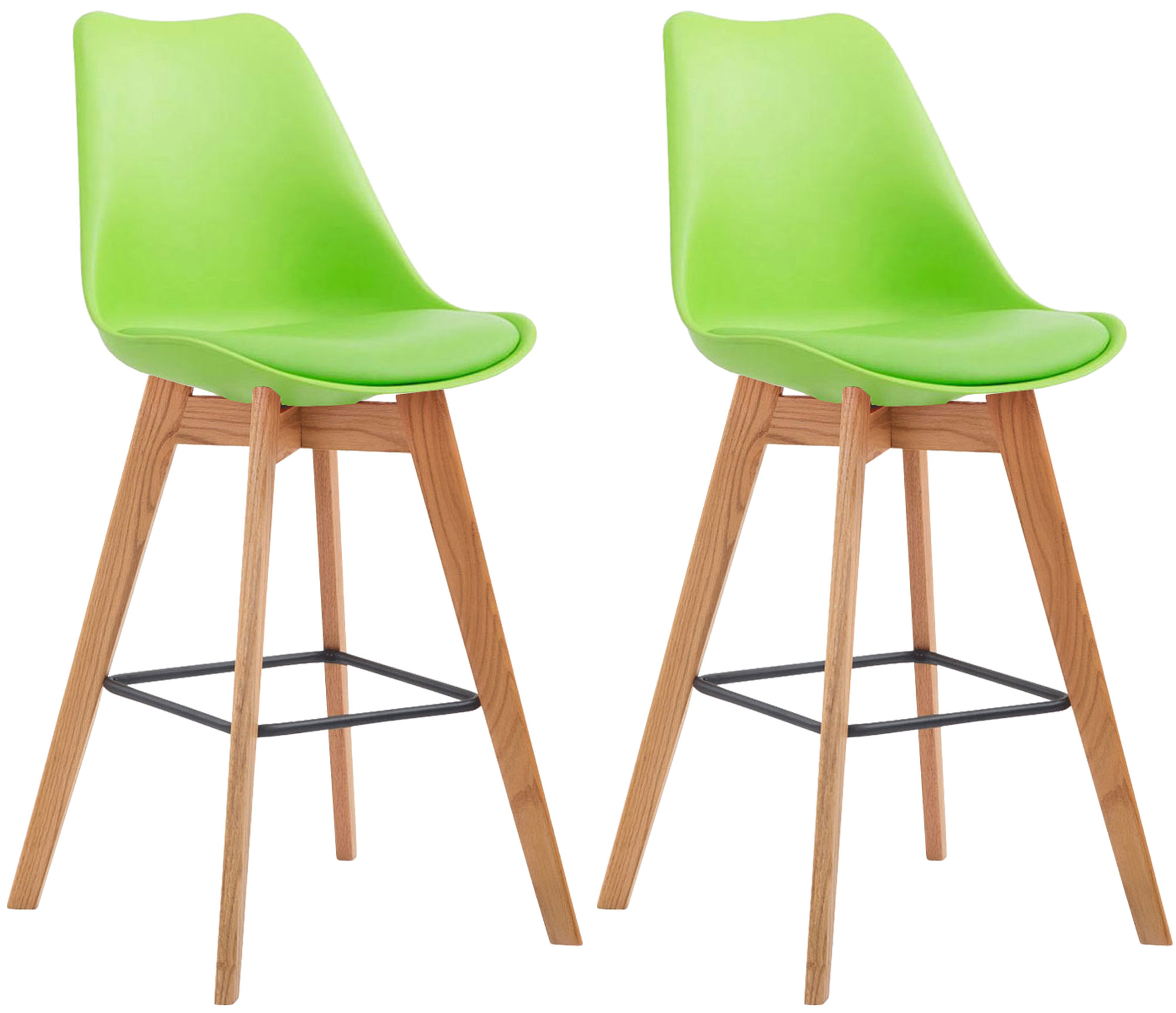 Lot de 2 tabourets de bar Metz avec assise en plastique Vert Nature