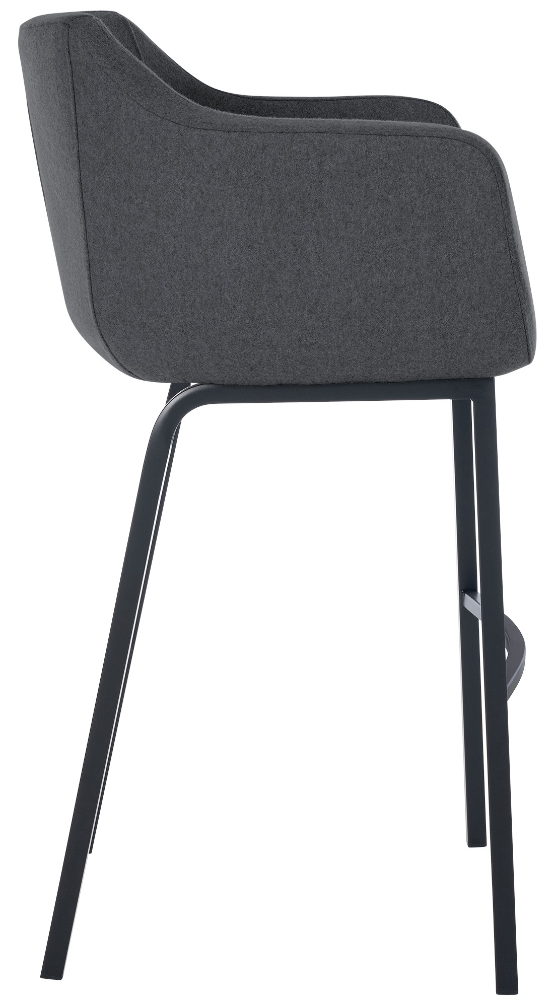 Tabouret de bar Monea feutre avec piètement à quatre pieds Gris Noir