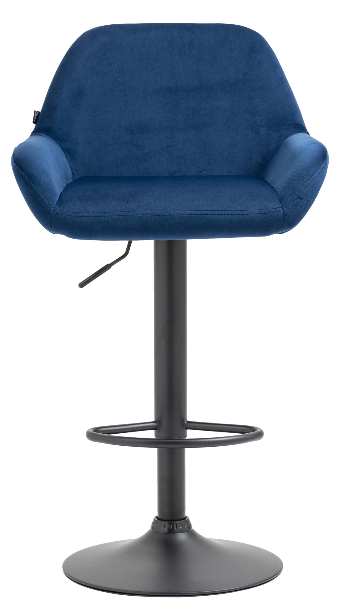 Tabouret de bar Braga Velours avec pied en métal réglable et pivotant Bleu Noir