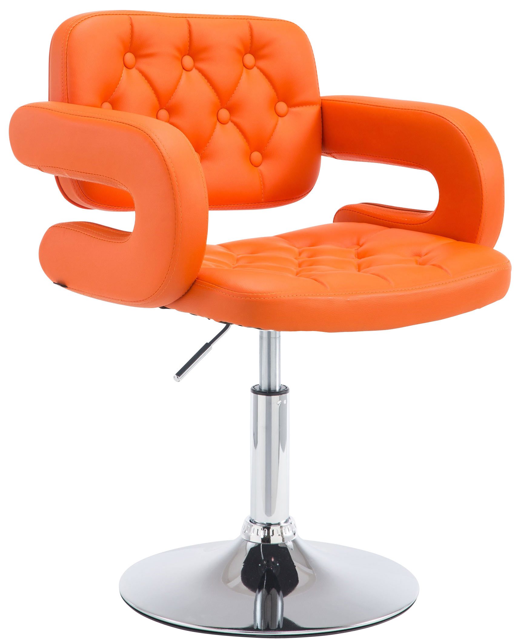 Chaise Lounge Dublin Similicuir - Piètement avec colonne centrale en métal chromé Orange