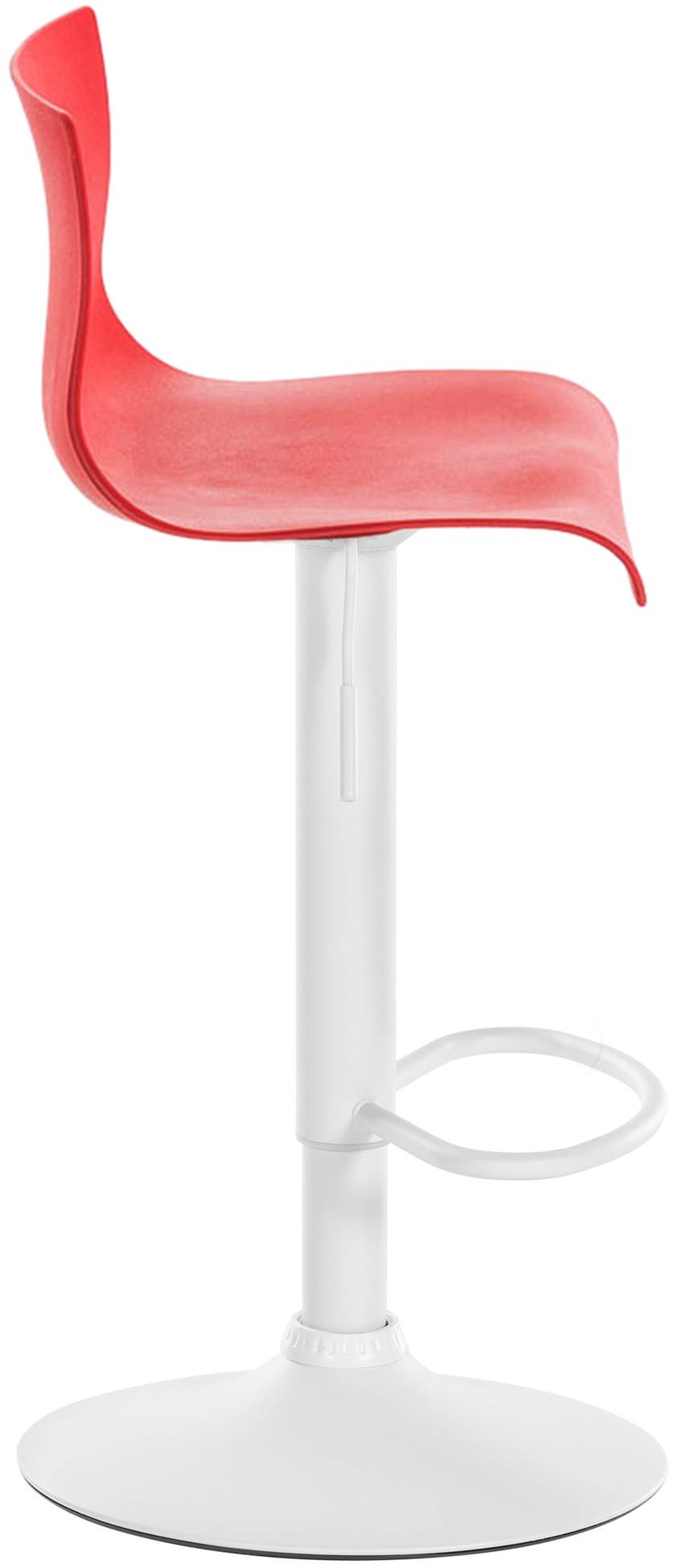 Tabouret de bar Hover Réglable en Hauteur Assise Plastique Métal blanc mat Rouge