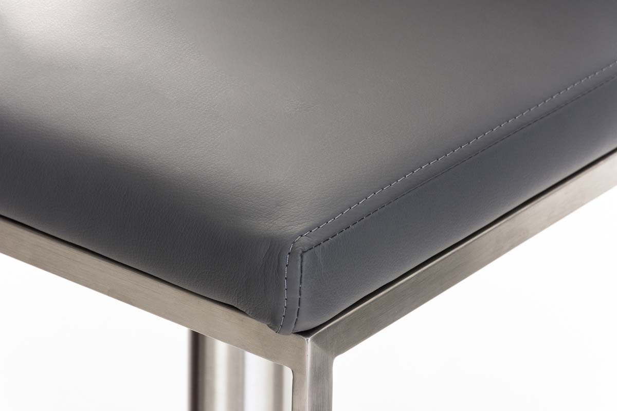 Tabouret de bar Panama en similicuir avec pied en métal Gris Acier inoxydable