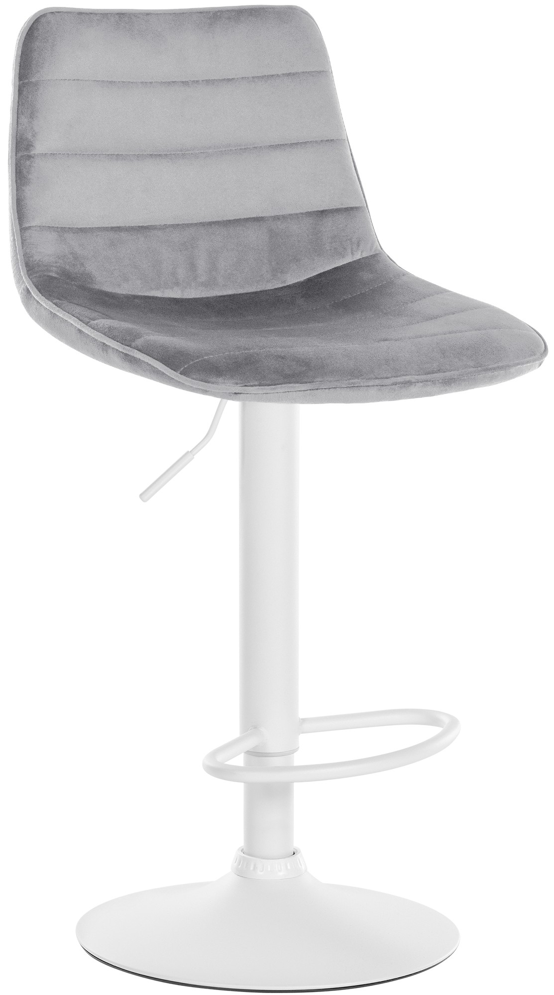 Tabouret de bar Lex en Velours Pied trompette en Métal Gris Blanc