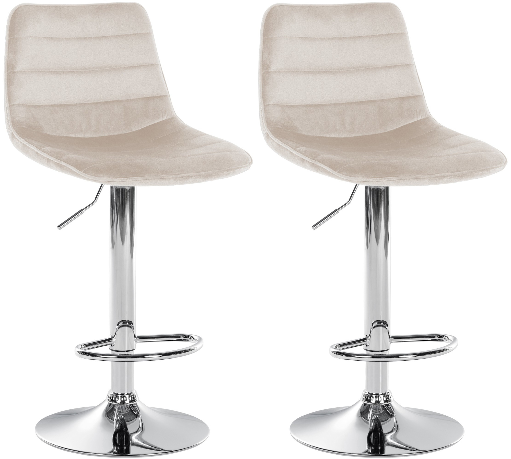 Lot de 2 tabourets de bar Lex velours Crème Chrome