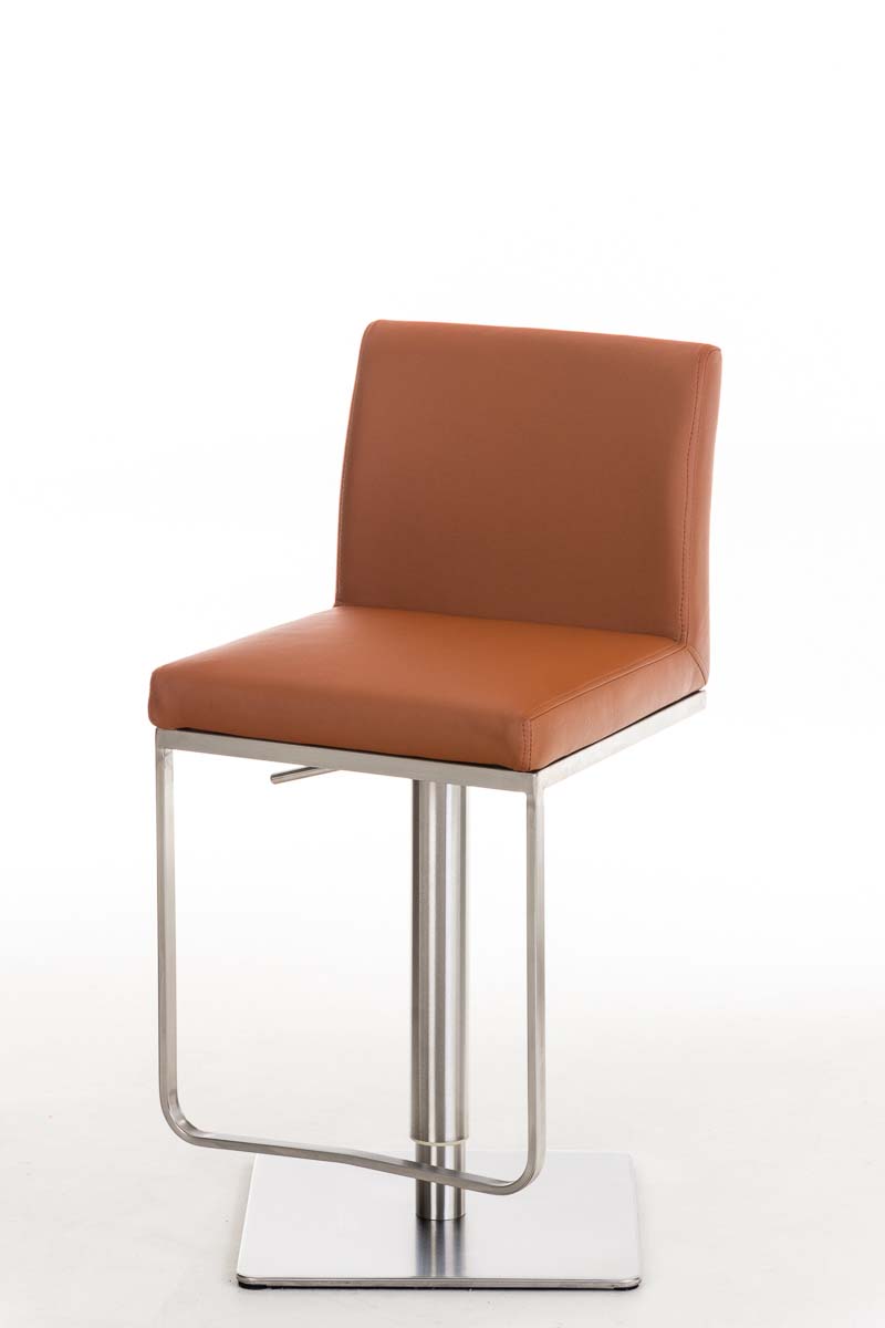 Tabouret de bar Panama en similicuir avec pied en métal Marron clair Acier inoxydable