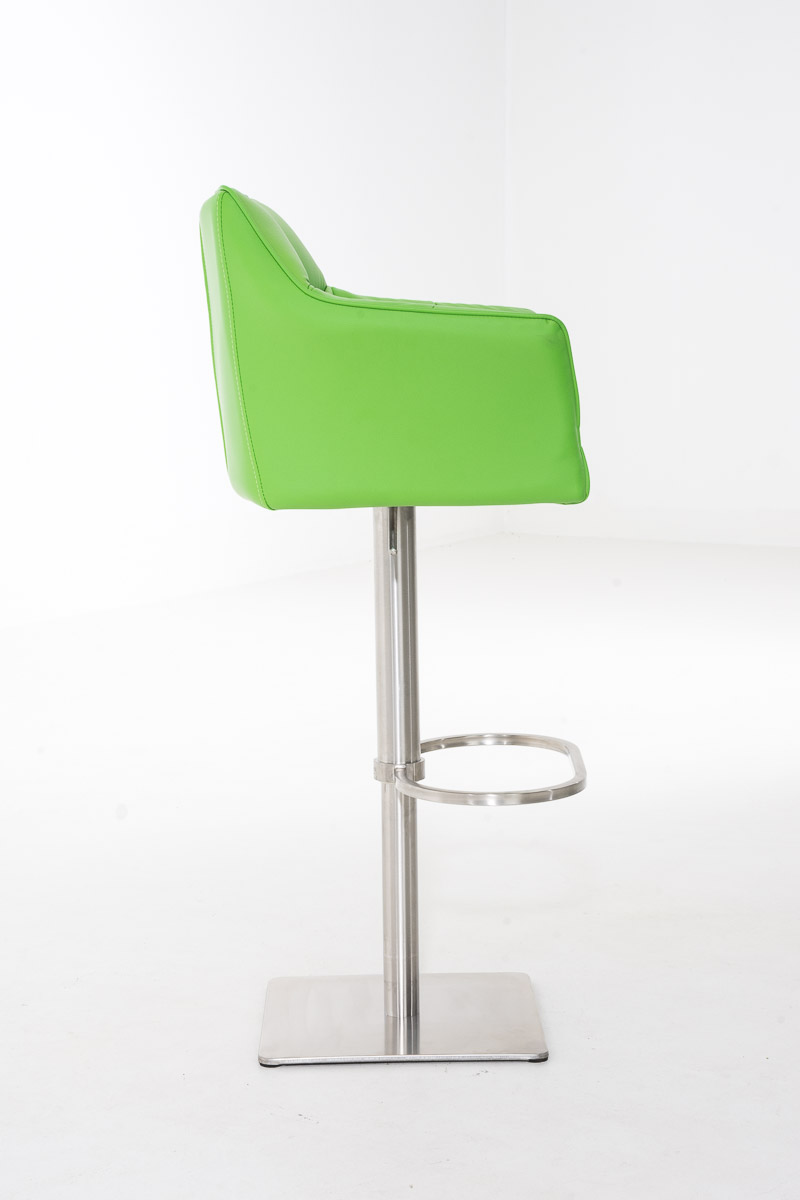 Tabouret de bar Damaso en similicuir Vert Acier inoxydable