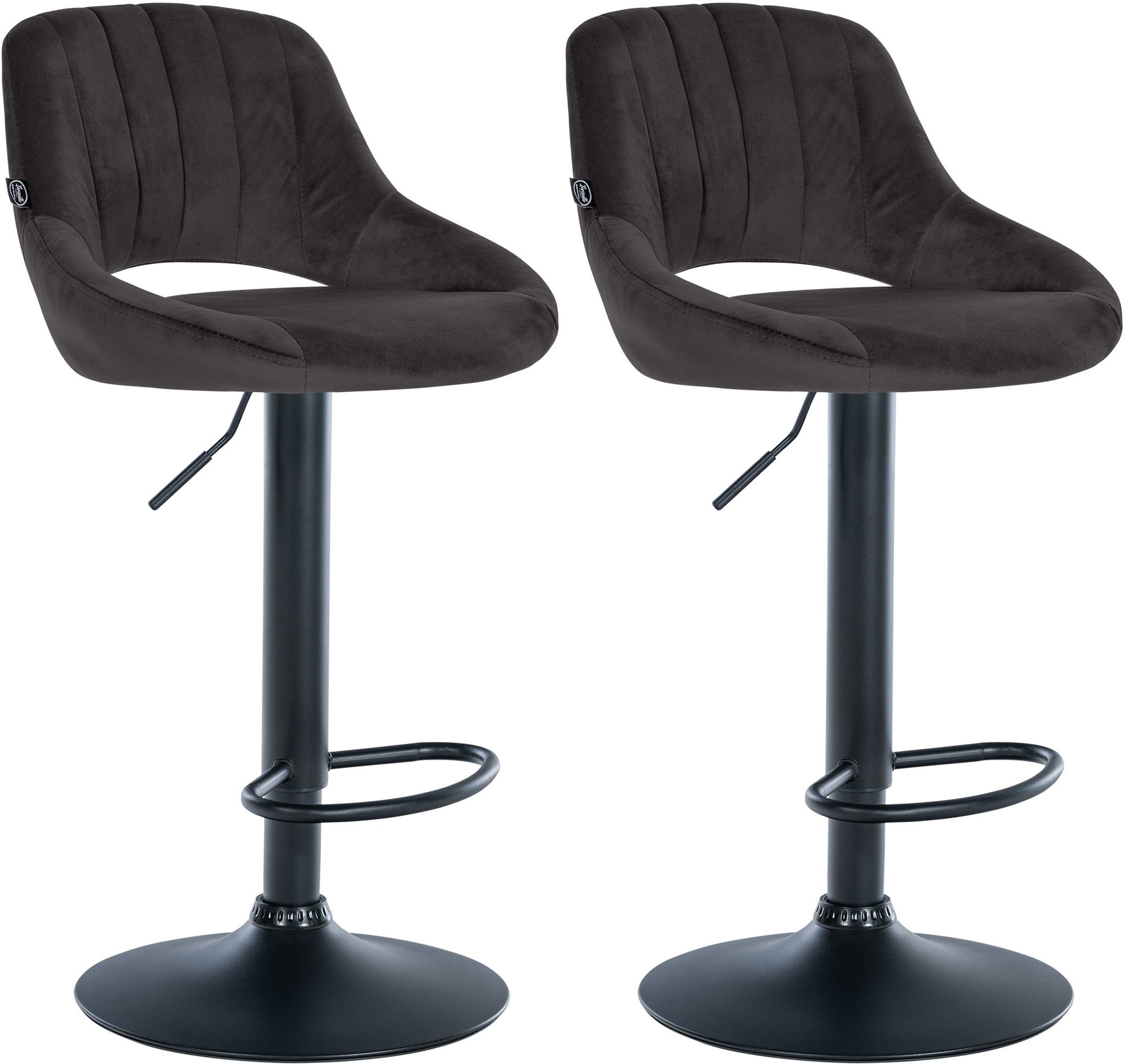 Lot de 2 tabourets de bar Milet velours Métal noir mat Noir