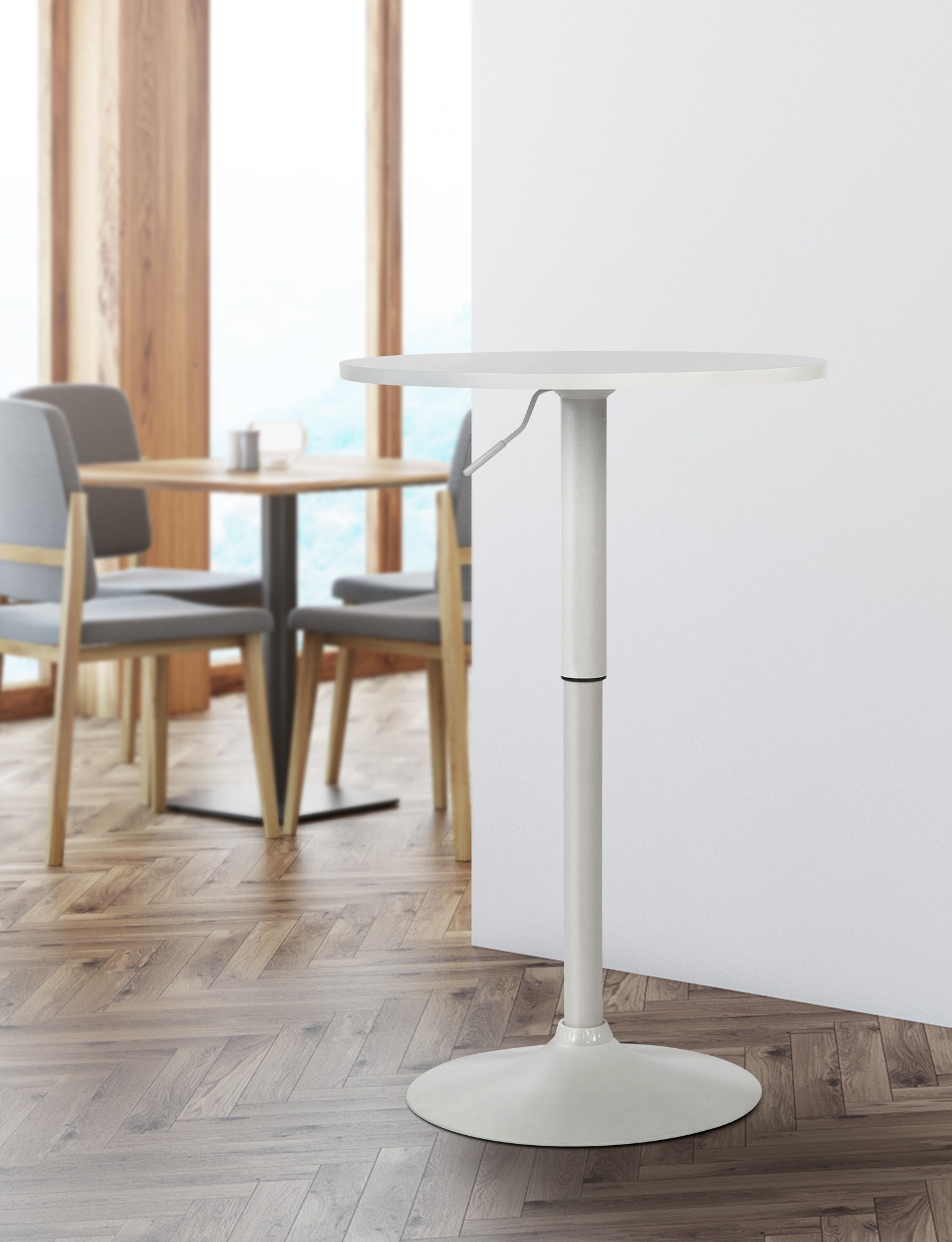 Table haute Lamoni Blanc / Blanc rond