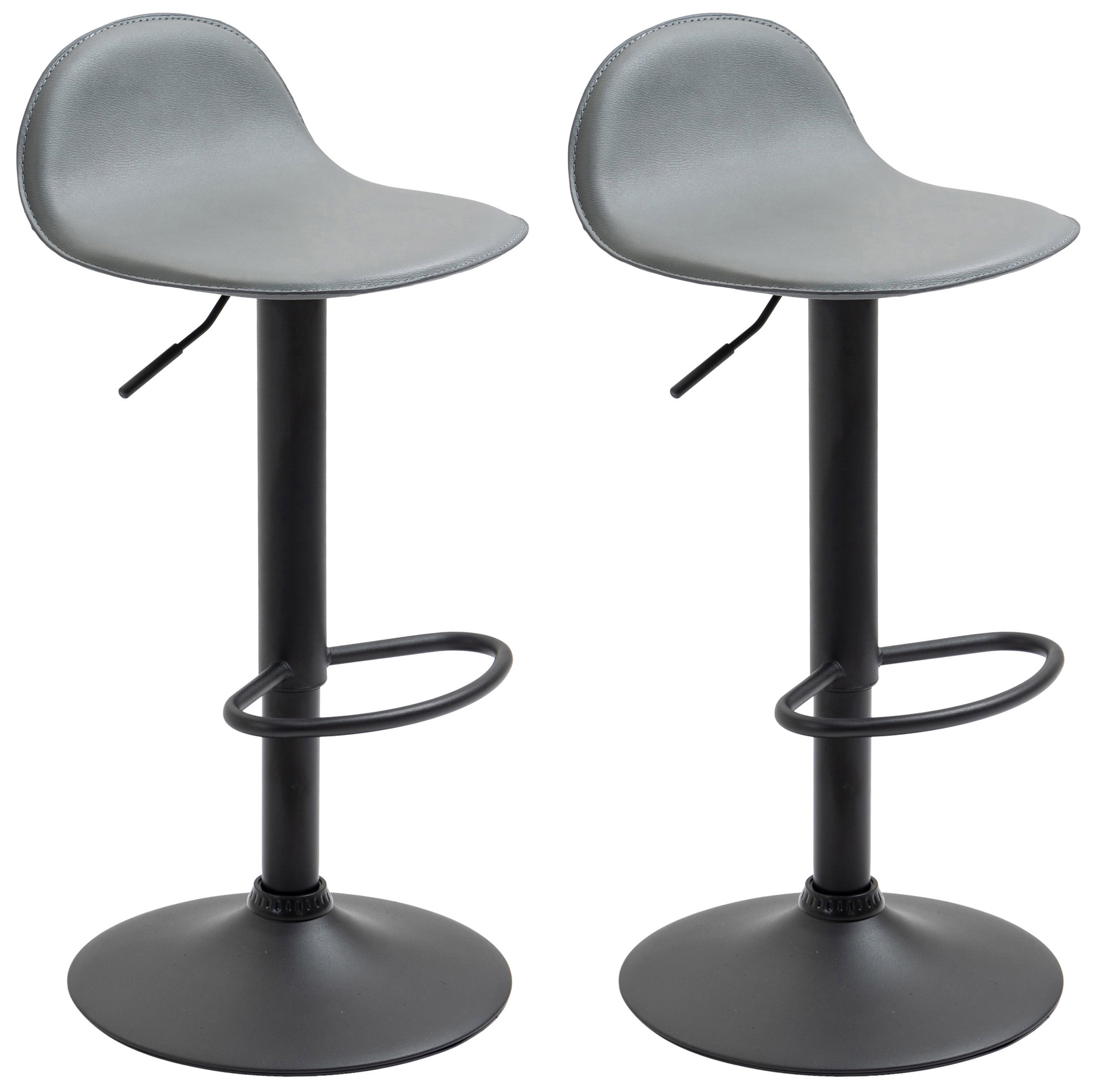 Lot de 2 tabourets de bar design Lana V2 similicuir Gris Noir