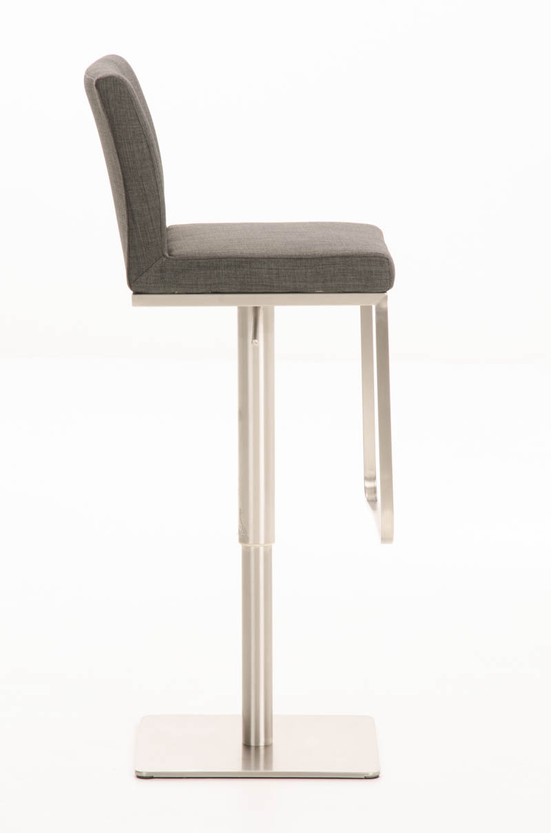 Tabouret de bar Panama tissu avec pied en métal Gris foncé Acier inoxydable