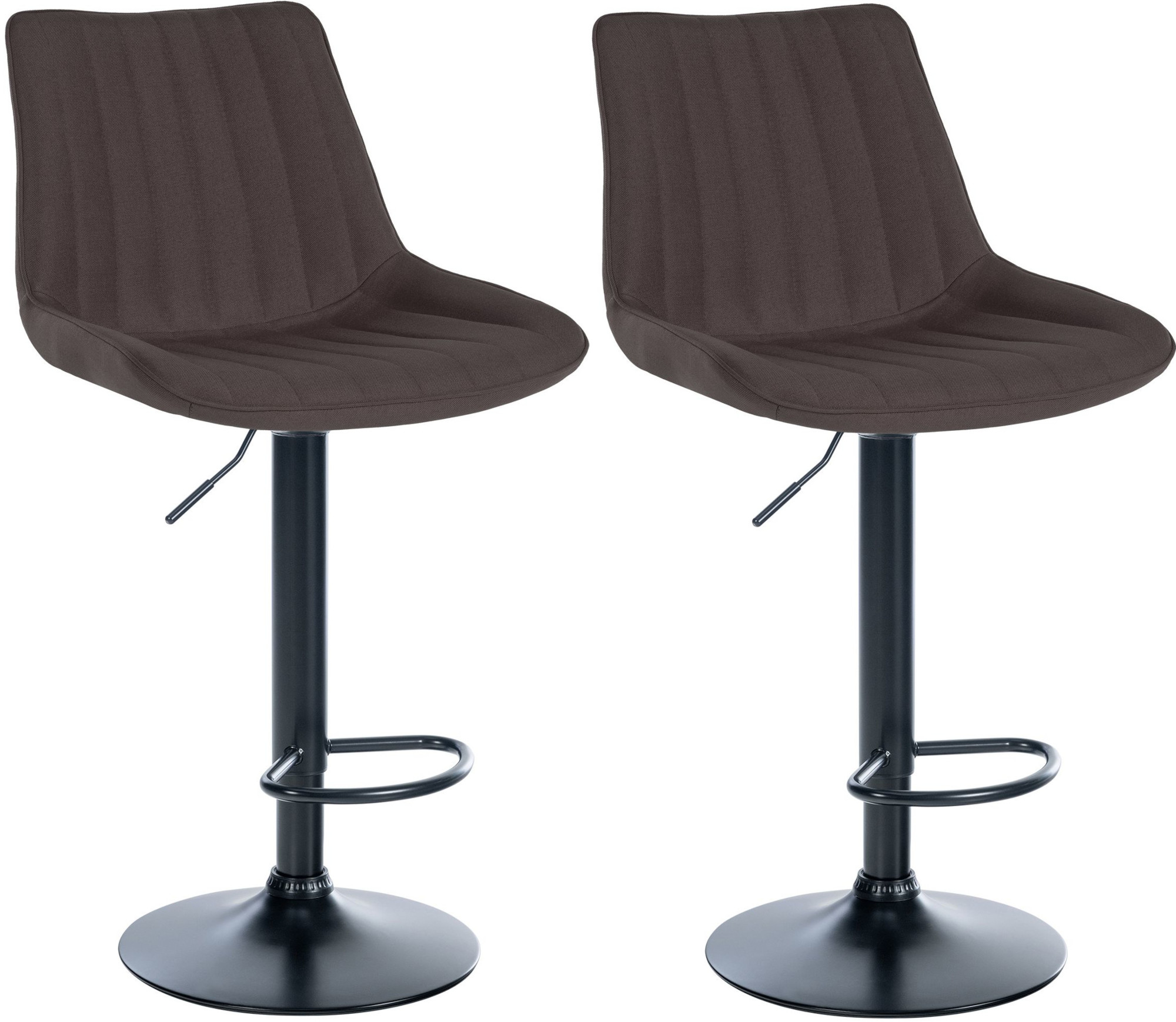 Lot de 2 tabourets de bar Toni tissu Métal noir mat Taupe