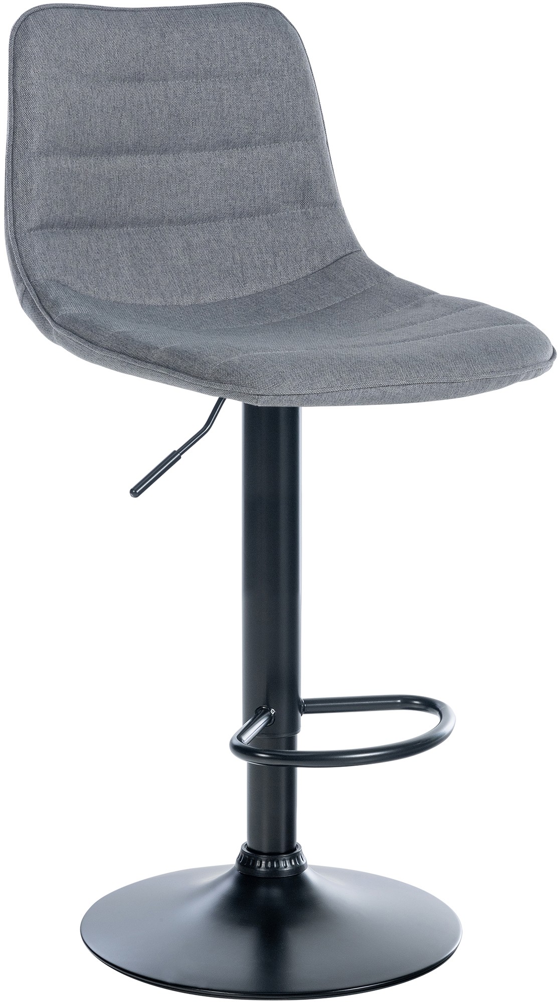 Tabouret de bar Lex en Tissu Pied trompette en Métal Gris Noir