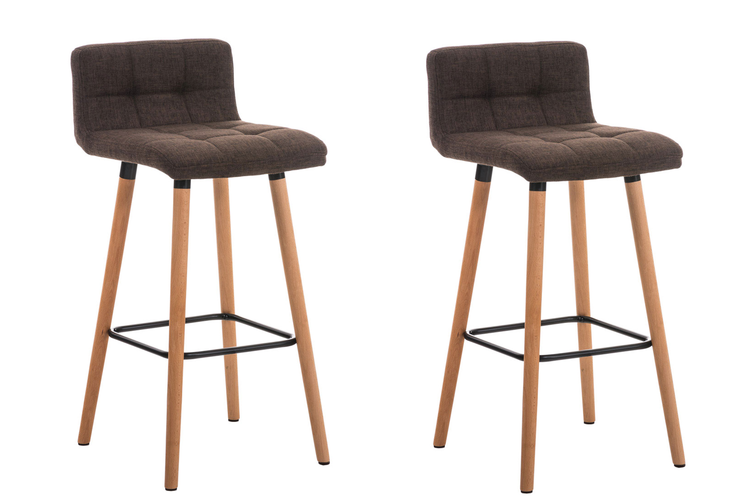 Lot de 2 Tabourets de Bar Lincoln V2 Tissu Marron Nature