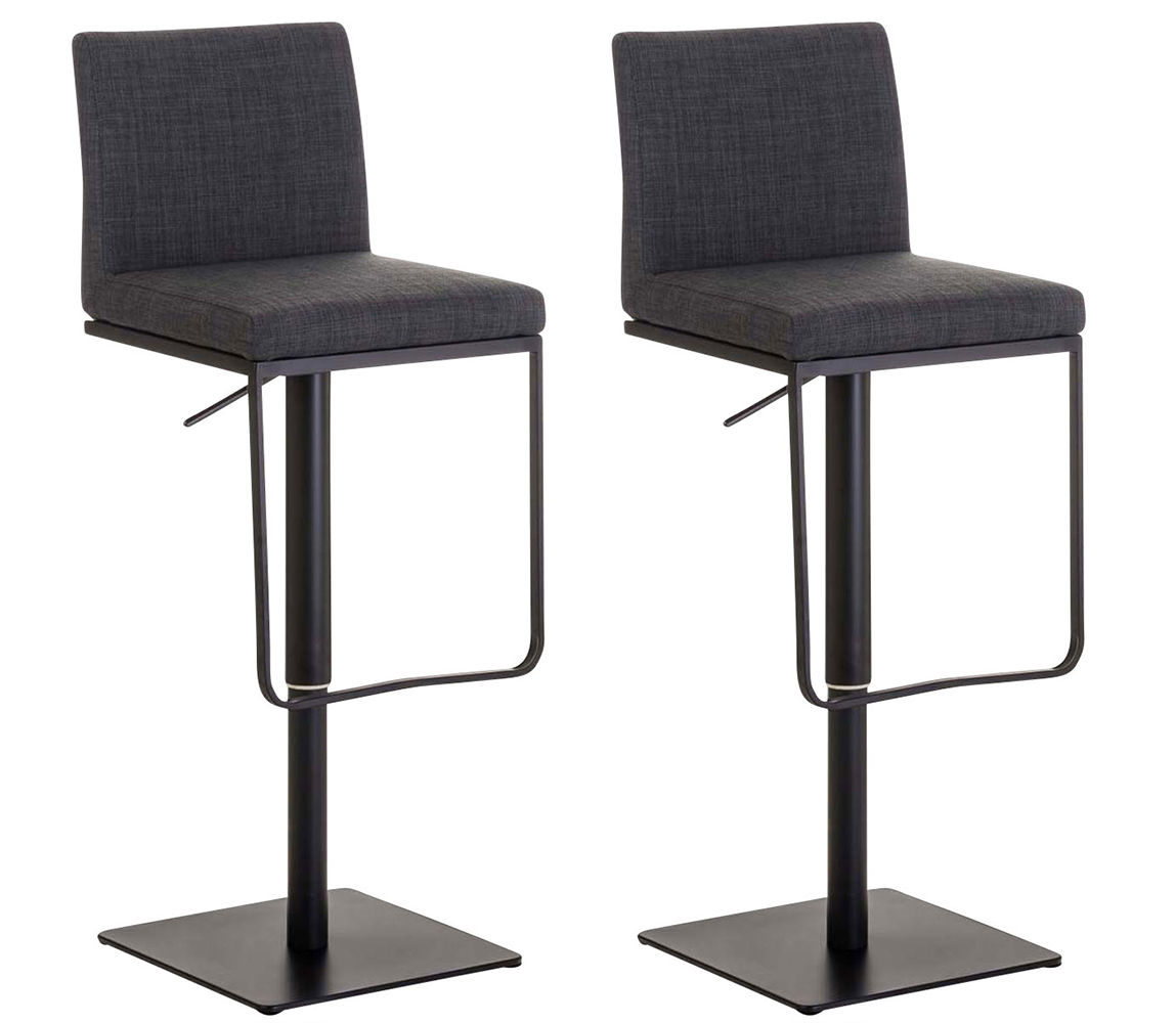 Lot de 2 tabourets de bar Panama tissu Gris foncé Noir