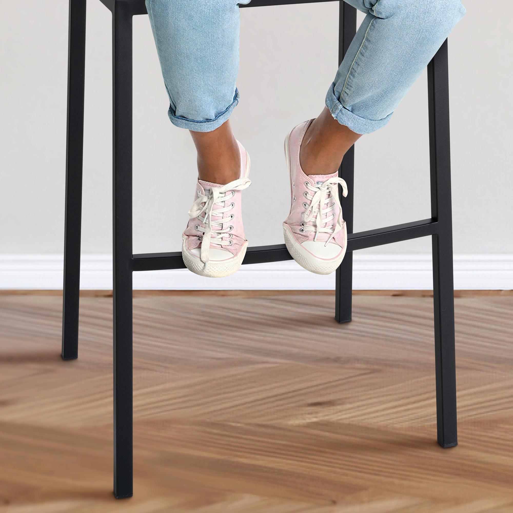 Tabouret de bar Damaso en Tissu avec 4 pieds Marron Noir