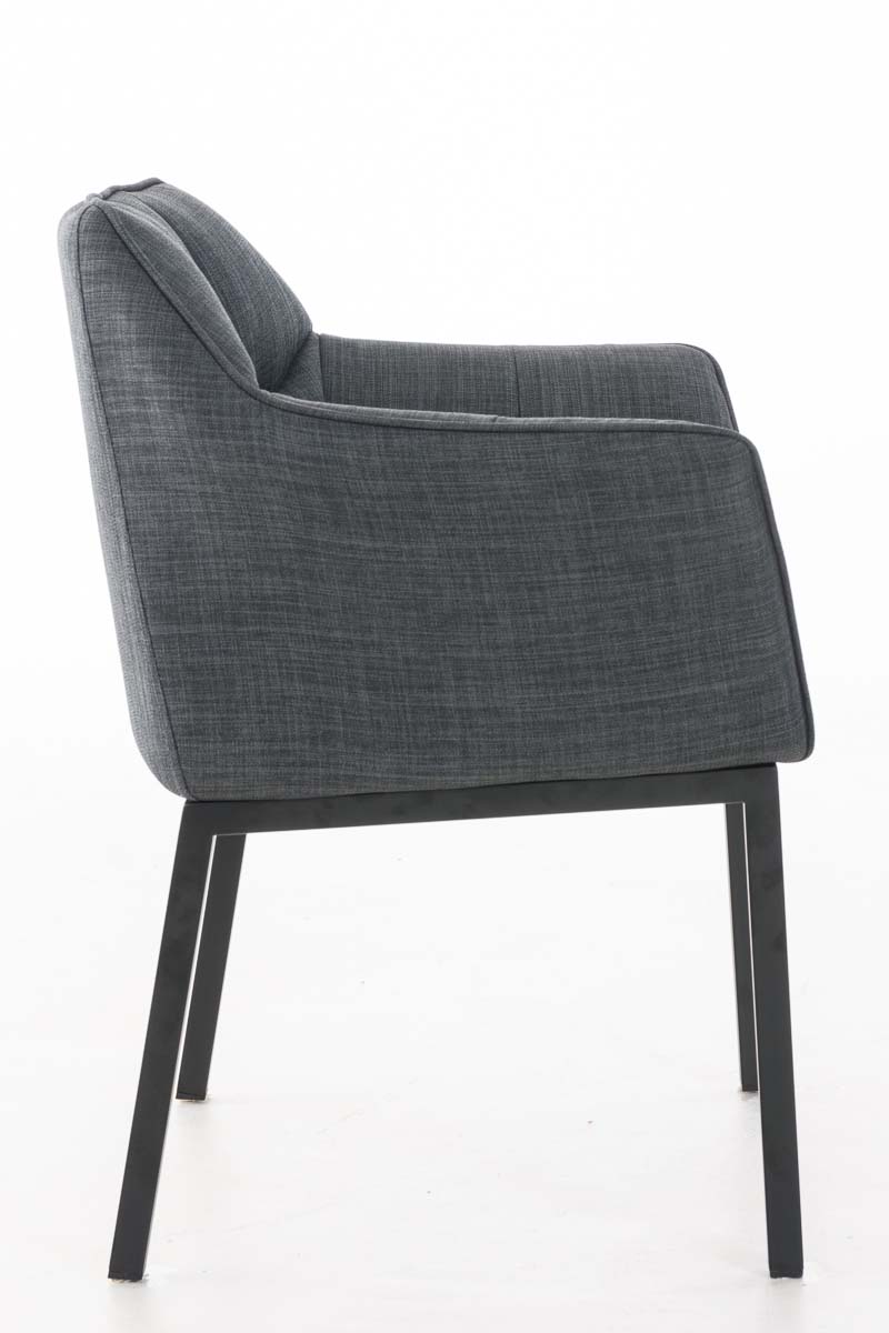 Chaise de salle à manger Octavia tissu Gris foncé Noir