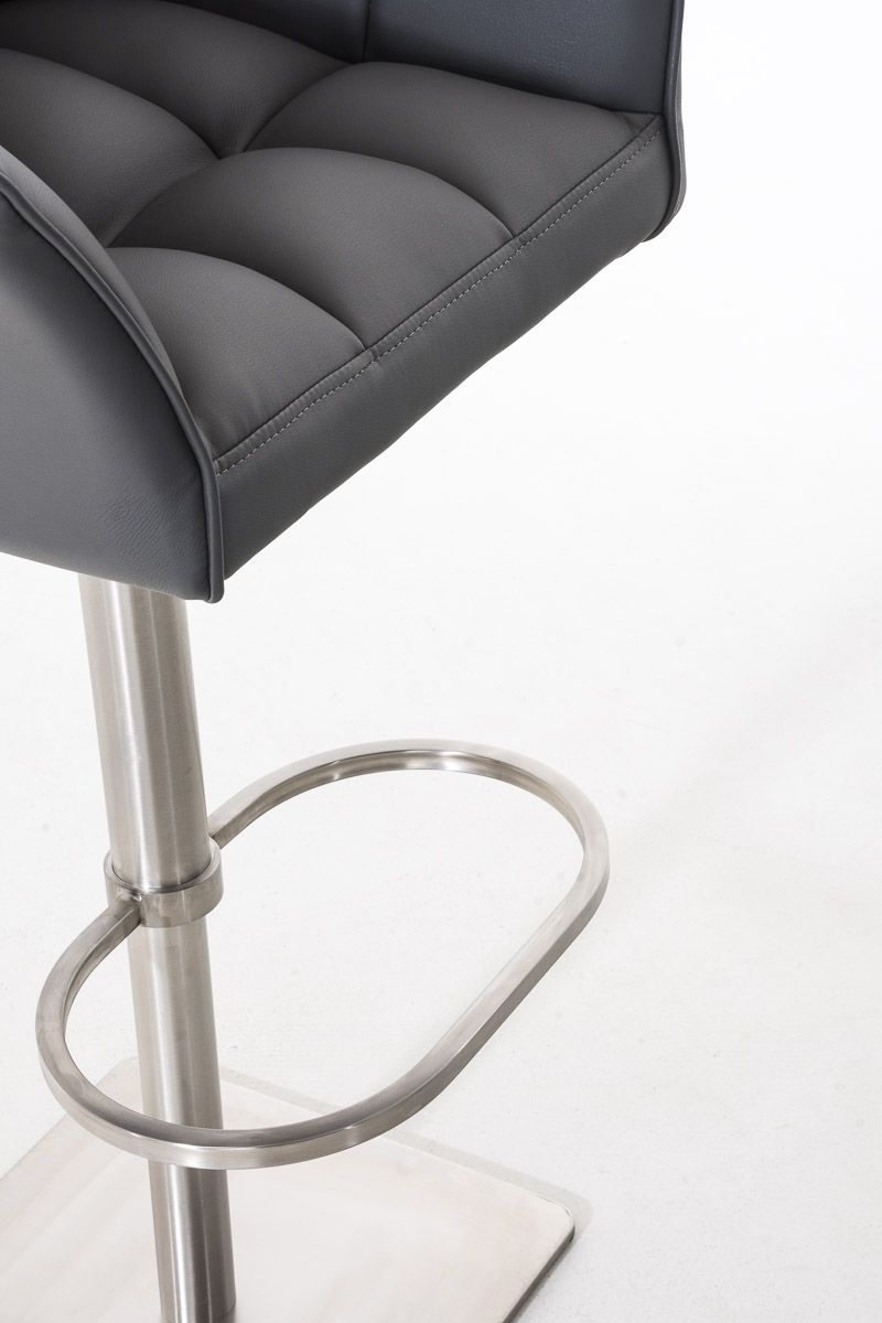 Tabouret de bar Damaso en similicuir Gris Acier inoxydable