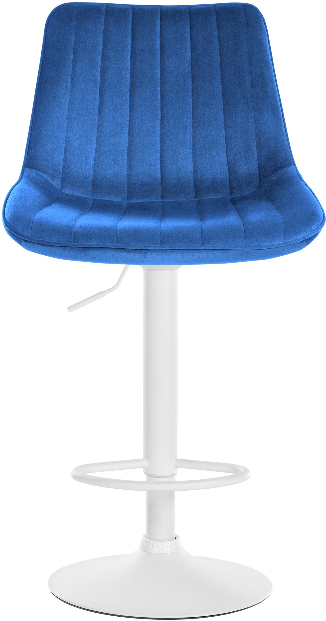 Tabouret de bar Toni en Velours Pied trompette en Métal Bleu Blanc