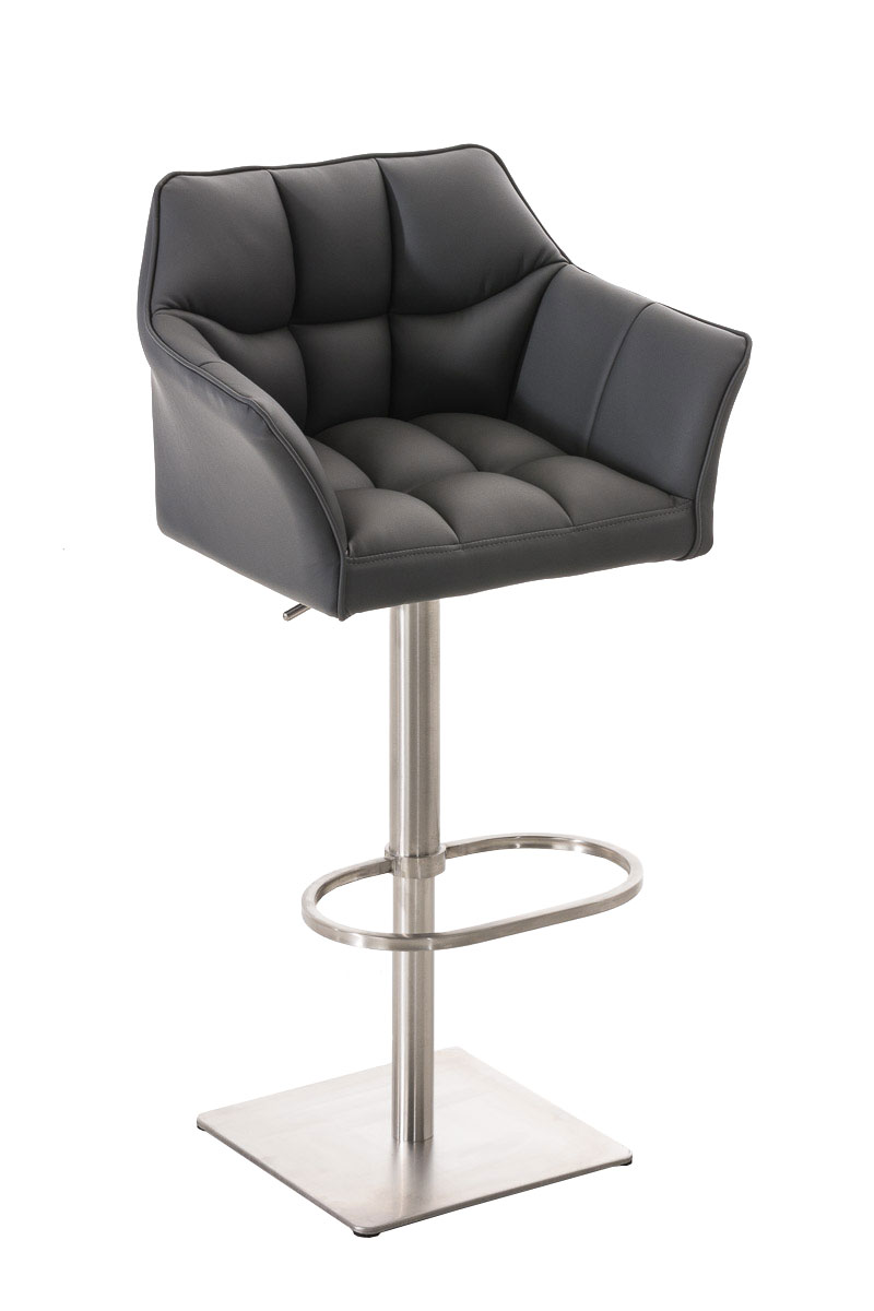 Tabouret de bar Damaso en similicuir Gris Acier inoxydable