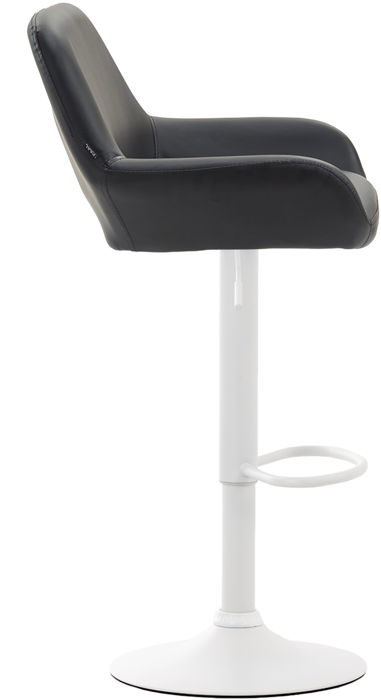 Tabouret de bar Braga similicuir avec pied en métal Noir Blanc