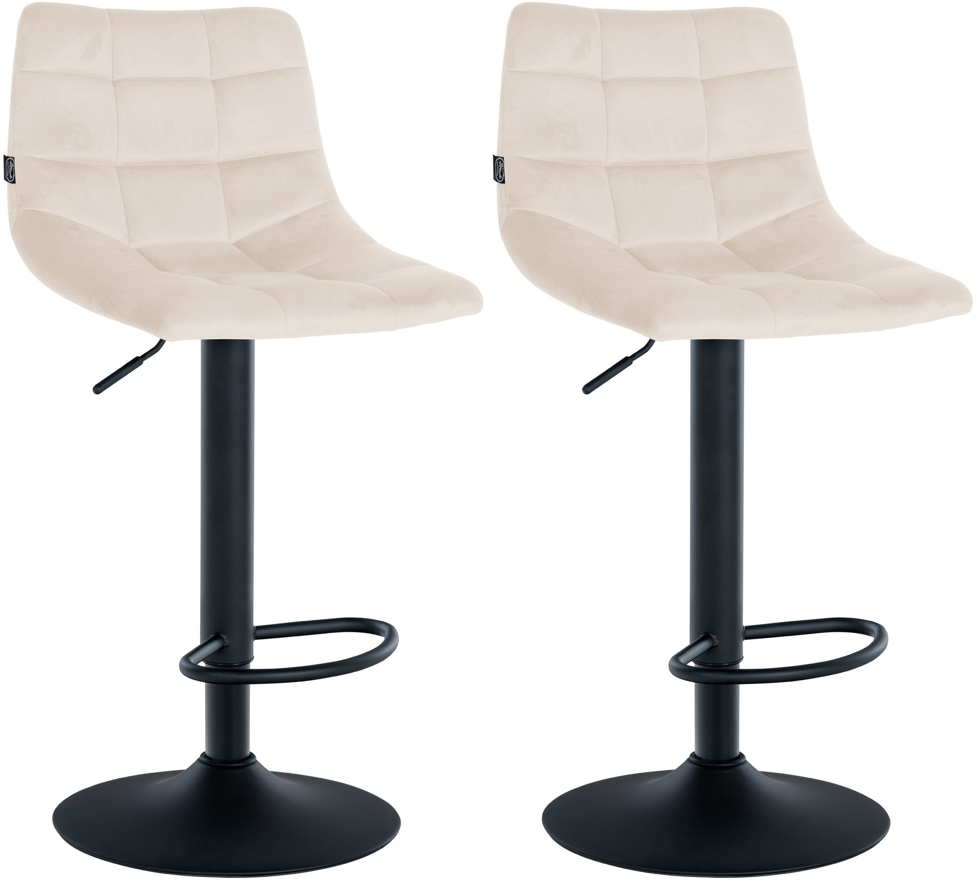 Lot de 2 tabourets de bar Jerry velours Crème Noir