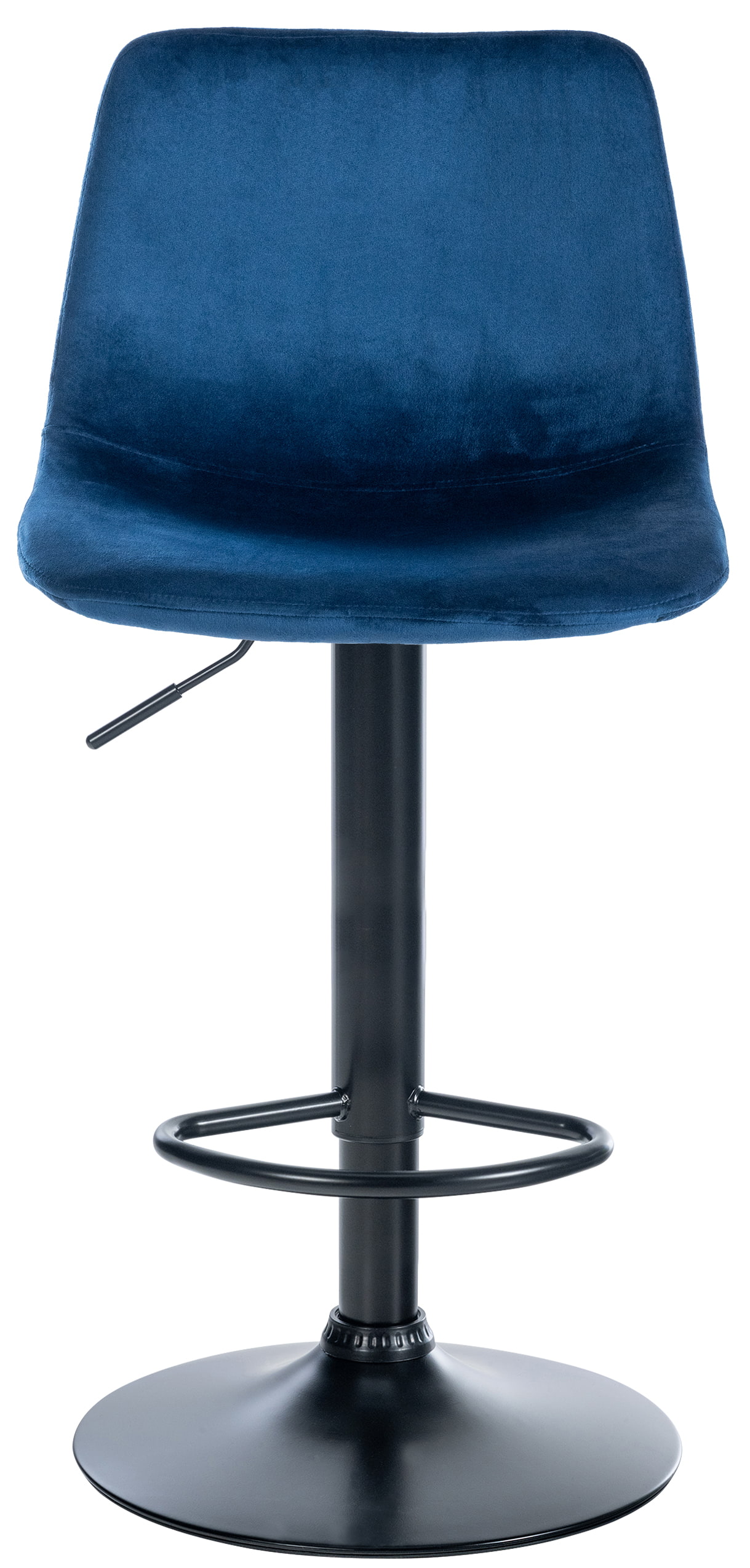 Tabouret de bar Divo en Velours Pied trompette en Métal Bleu Noir