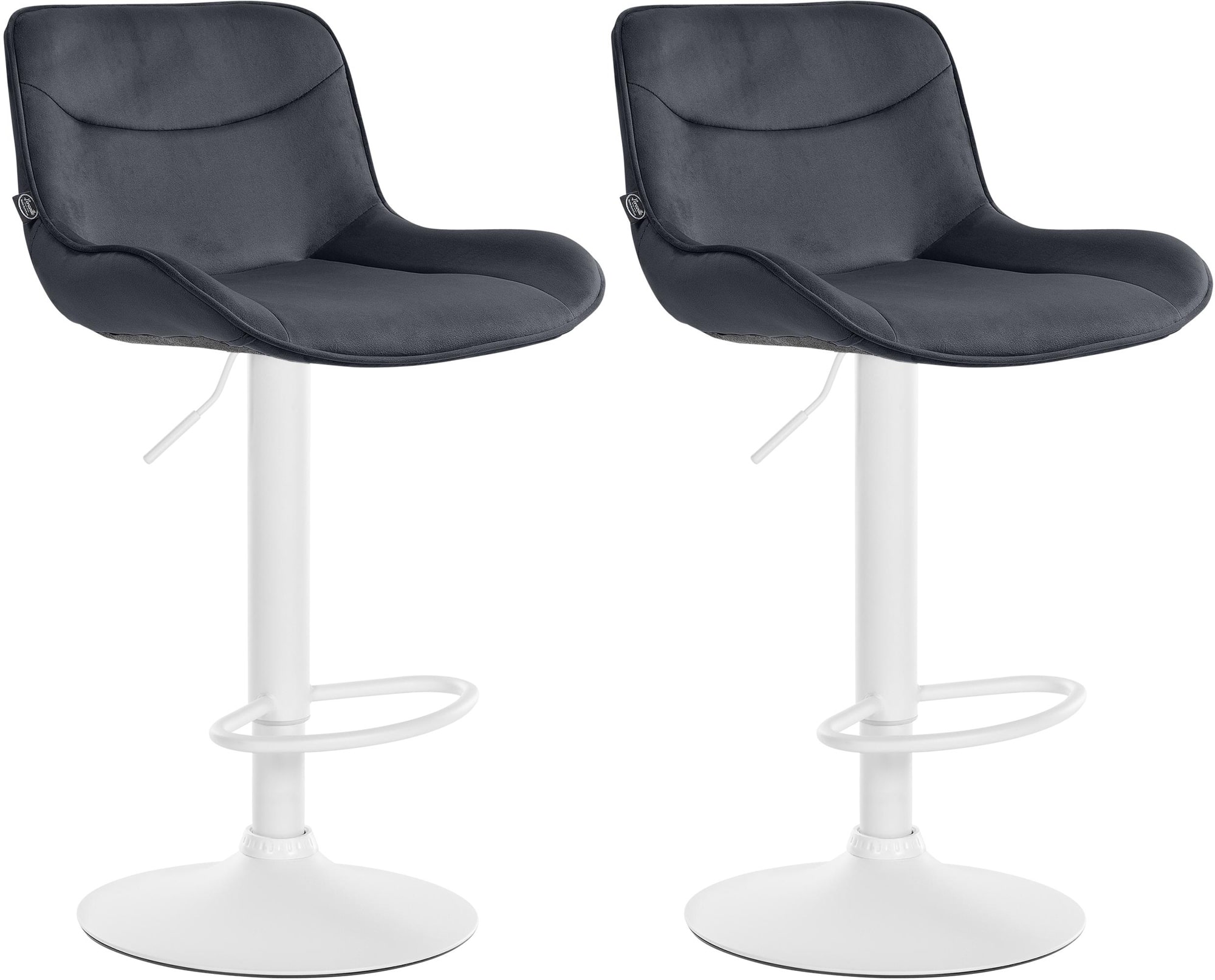 Lot de 2 tabourets de bar Vonore velours Noir Blanc