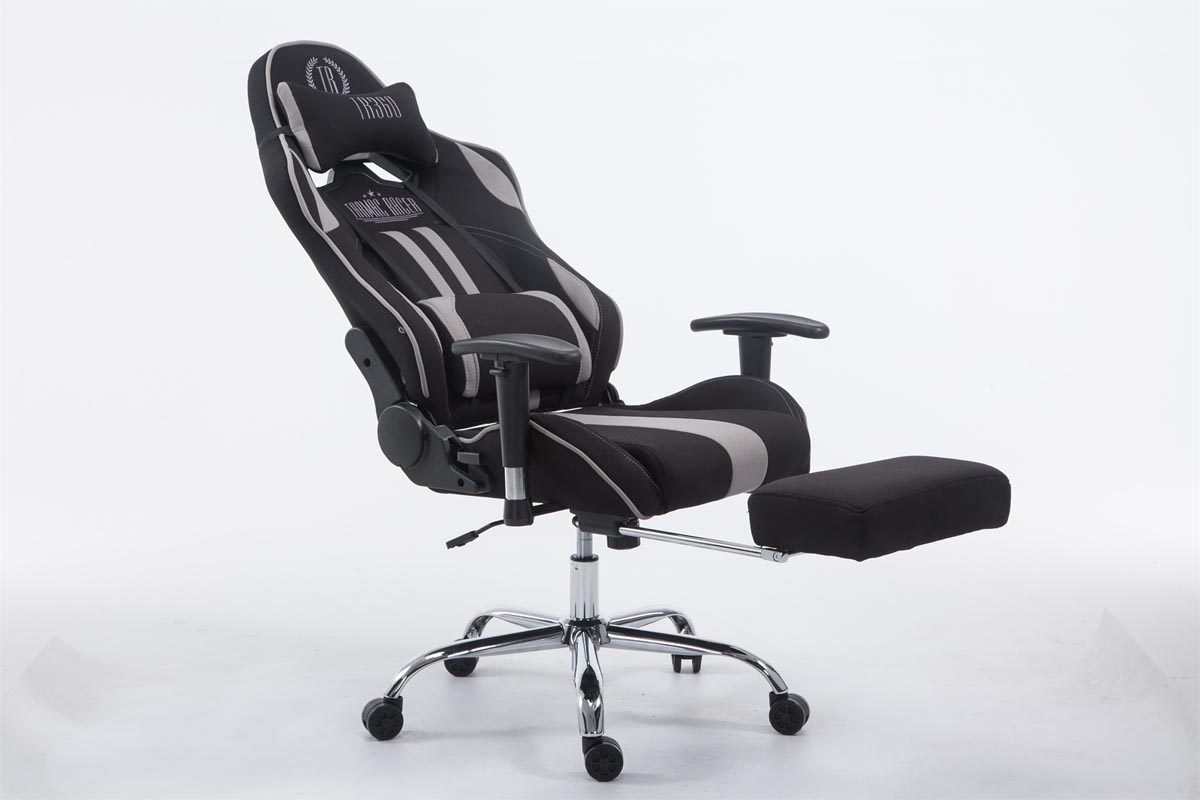 Fauteuil de bureau racing Limit tissu avec ou sans repose-pieds Noir / Gris avec repose-pieds