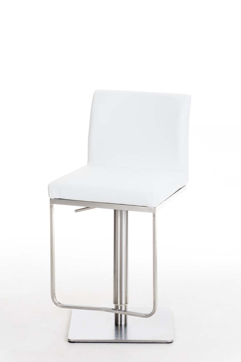 Tabouret de bar Panama en similicuir avec pied en métal Blanc Acier inoxydable