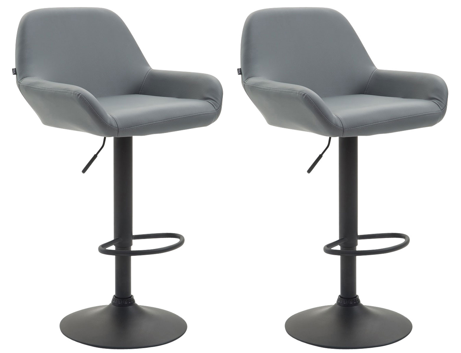 Lot de 2 tabourets de bar Braga en Similicuir Gris Noir