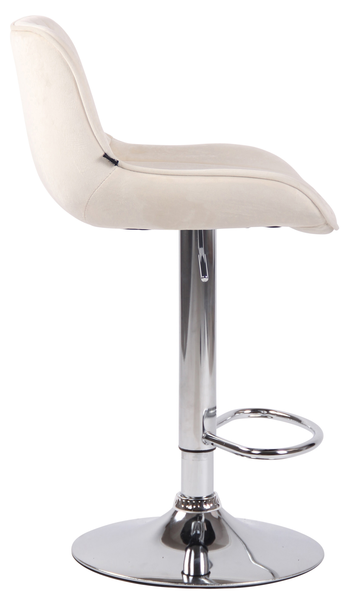 Tabouret de bar Lentini en Velours avec Piètement trompette en Métal Crème Chrome