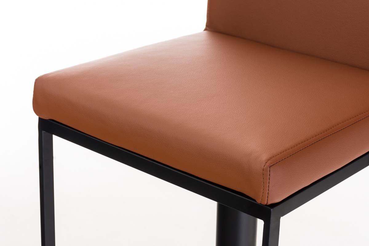 Tabouret de bar Panama en similicuir avec pied en métal Marron clair Noir