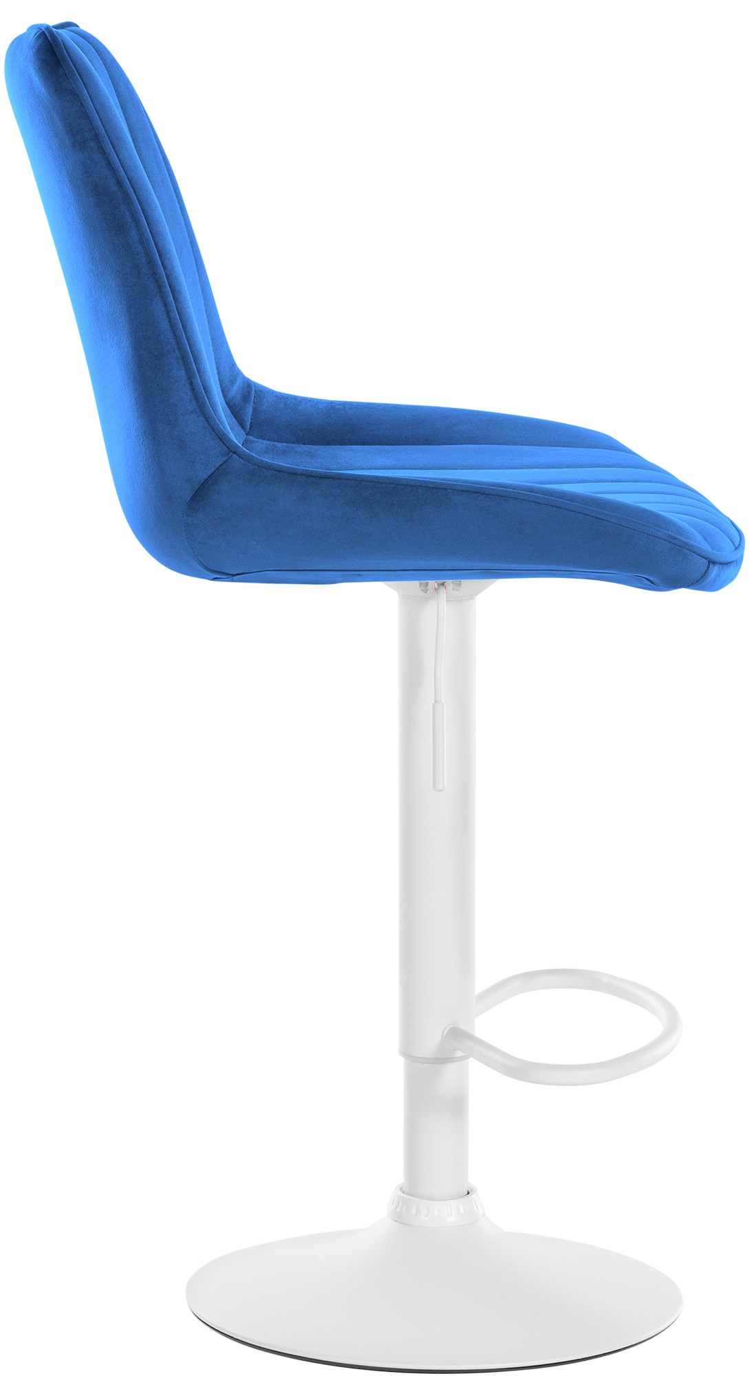 Tabouret de bar Toni en Velours Pied trompette en Métal Bleu Blanc