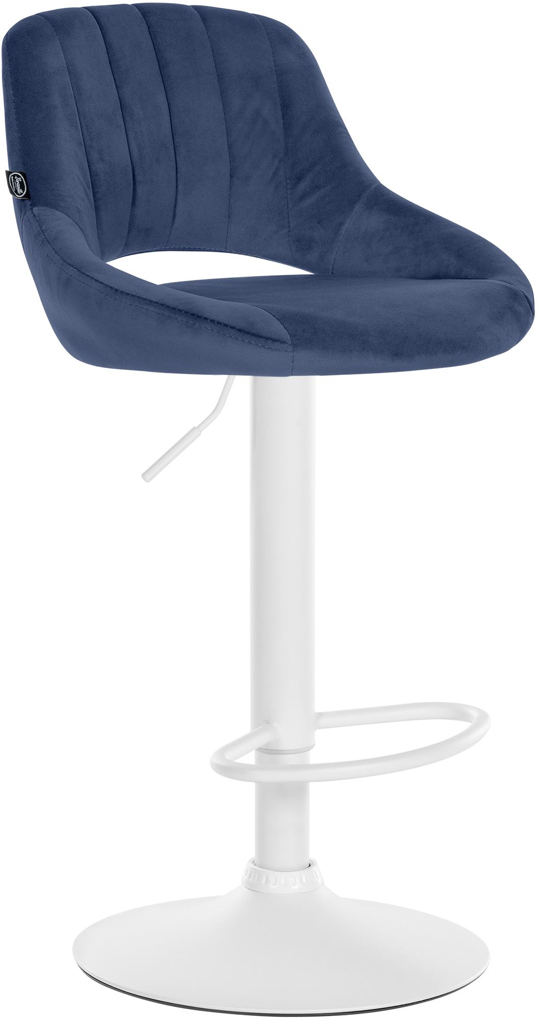 Tabouret de bar Milet velours Bleu Blanc