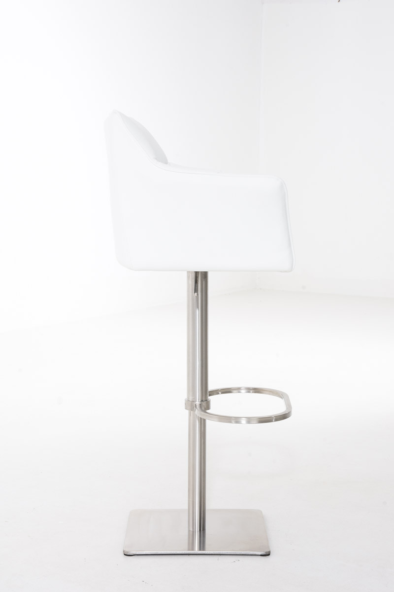 Tabouret de bar Damaso en similicuir Blanc Acier inoxydable