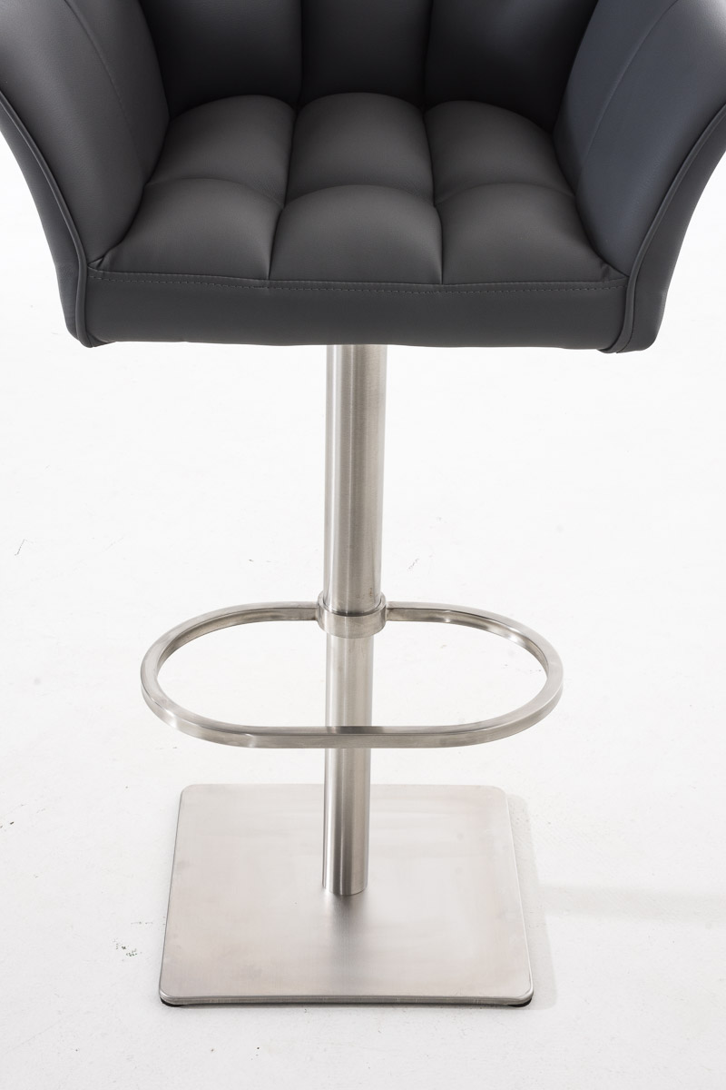 Tabouret de bar Damaso en similicuir Gris Acier inoxydable