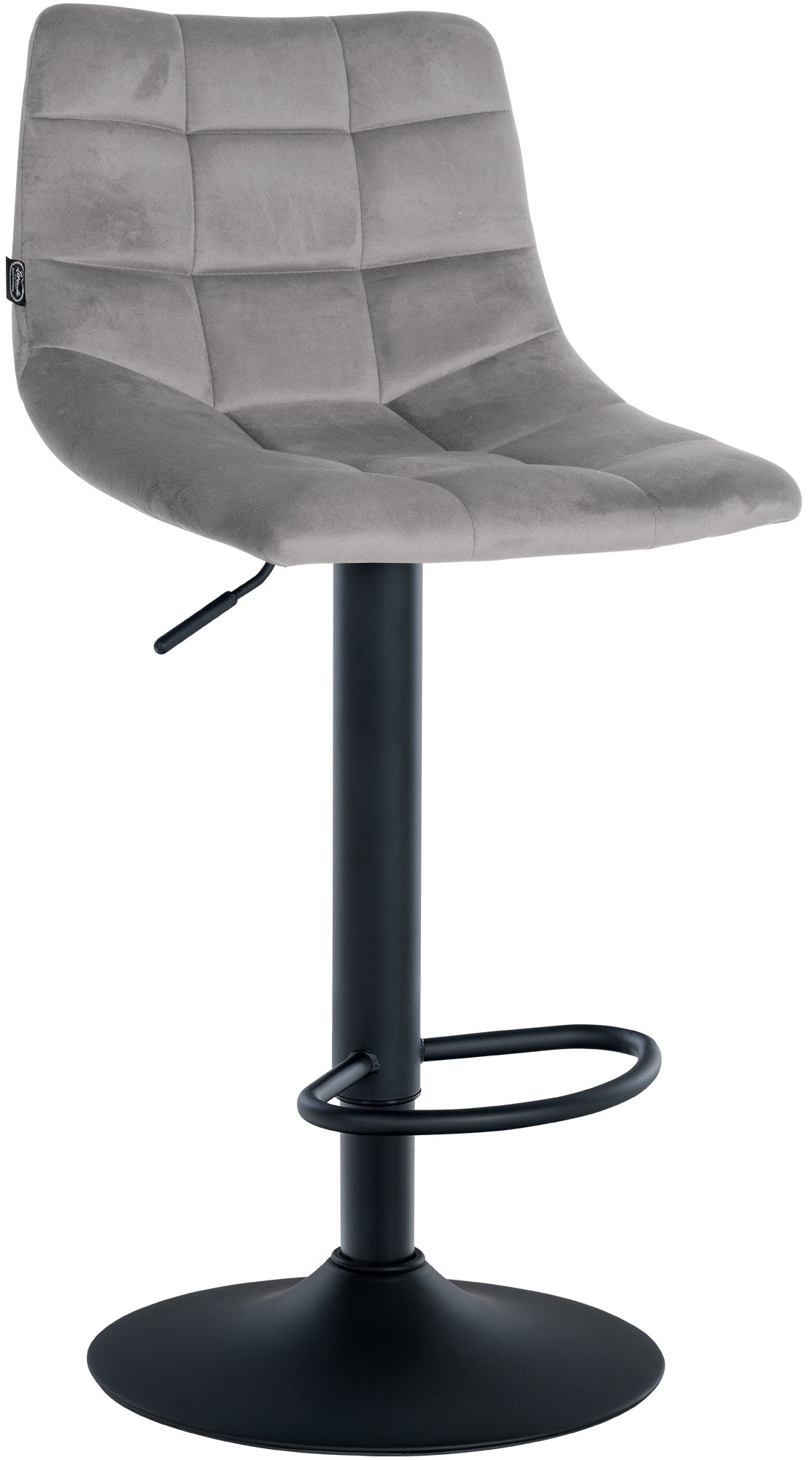 Tabouret de bar Jerry velours Gris Noir