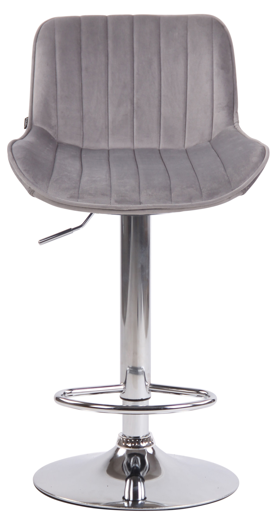 Tabouret de bar Lentini en Velours avec Piètement trompette en Métal Gris Chrome