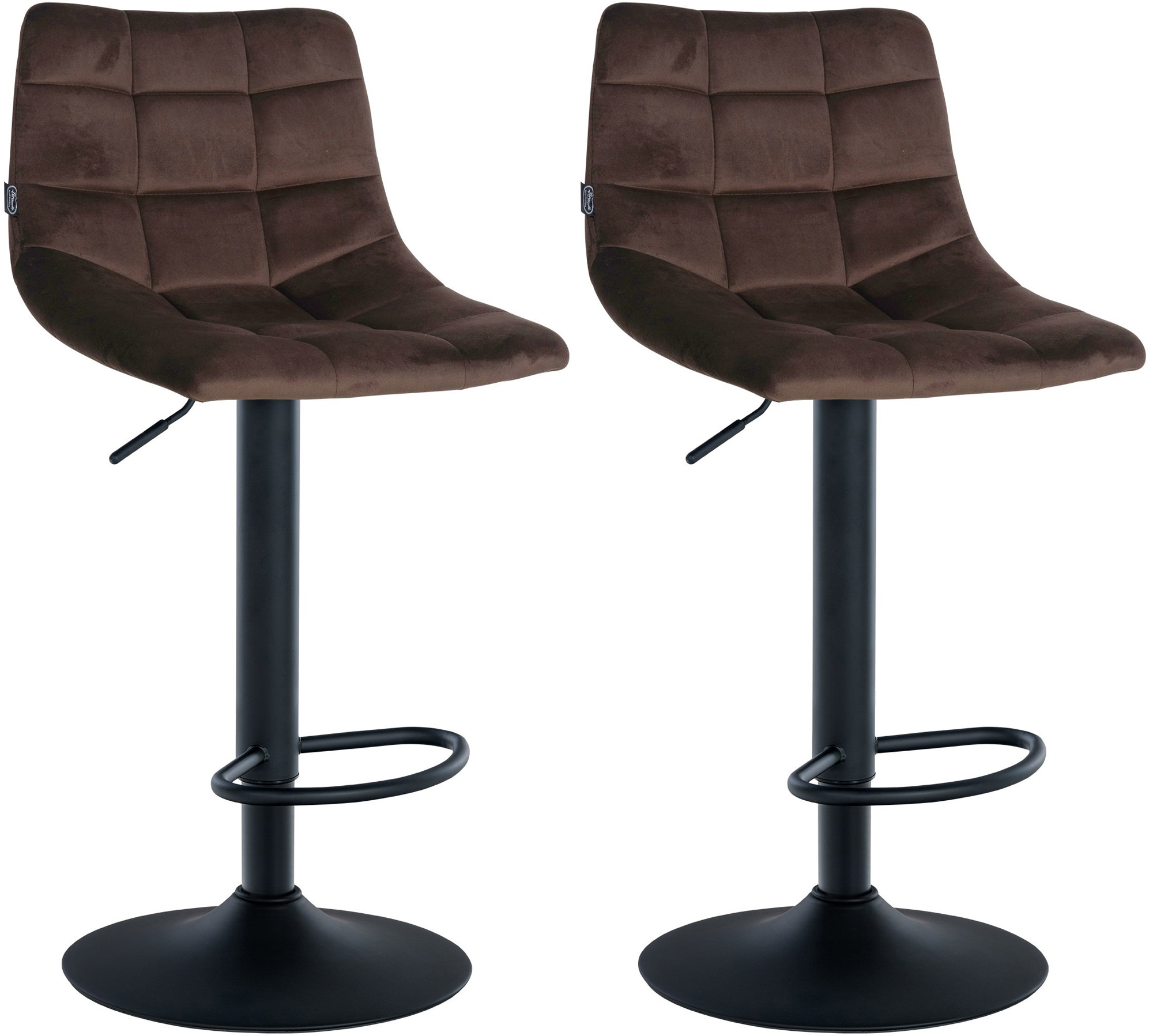 Lot de 2 tabourets de bar Jerry velours Marron Noir