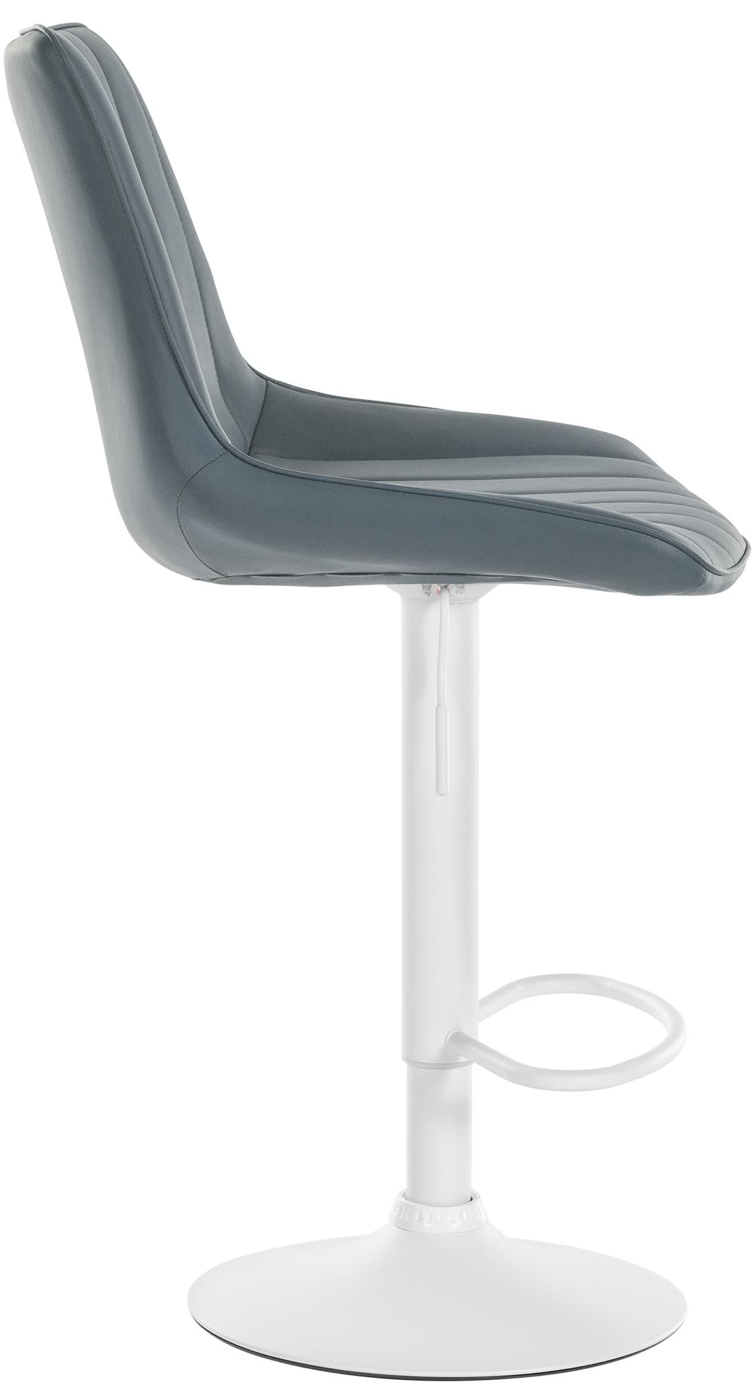 Tabouret de bar Toni en Similicuir Pied en Métal réglable pivotant Gris Blanc