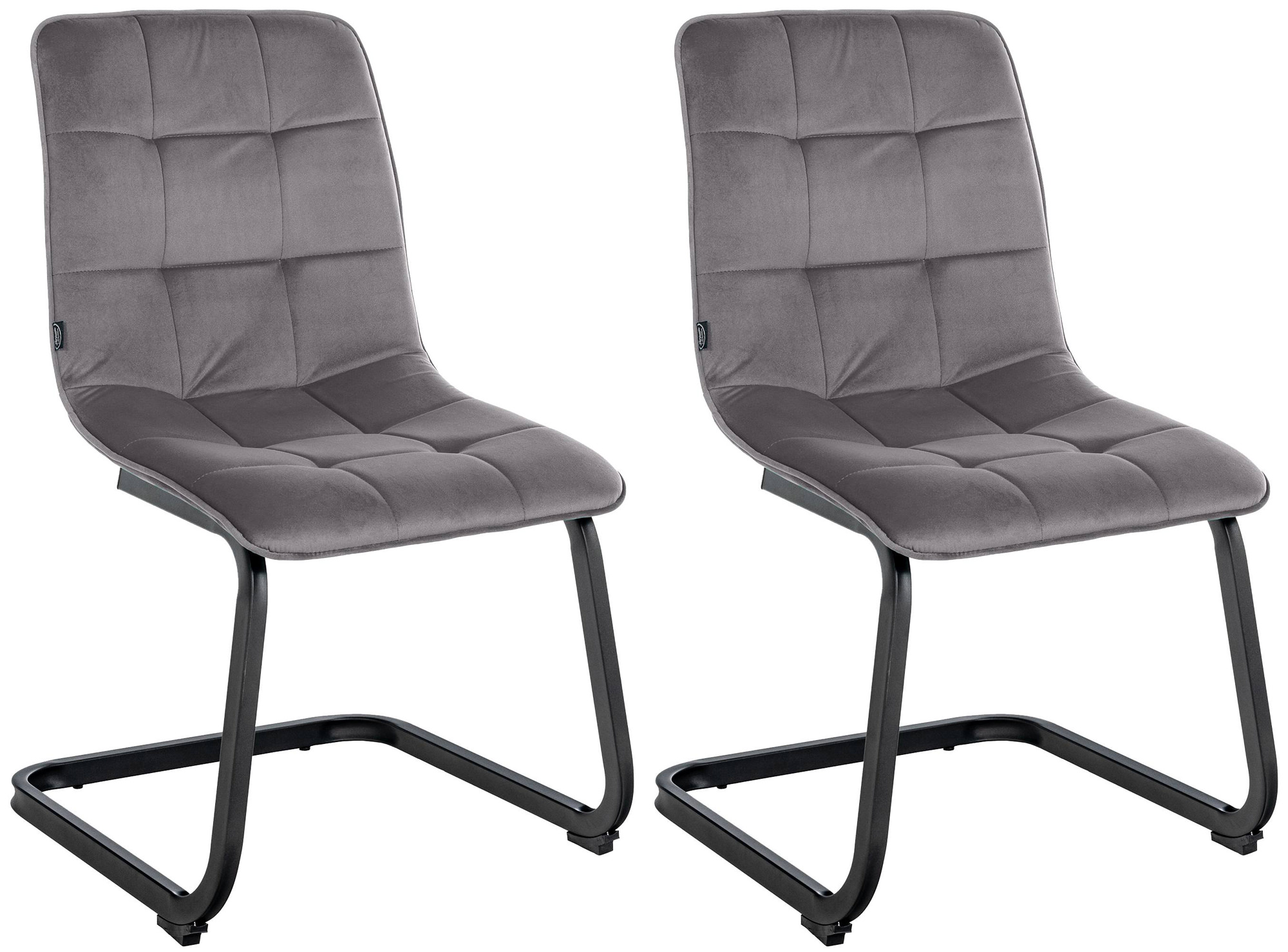 Lot de 2 chaises de salle à manger Vermont velours Gris foncé