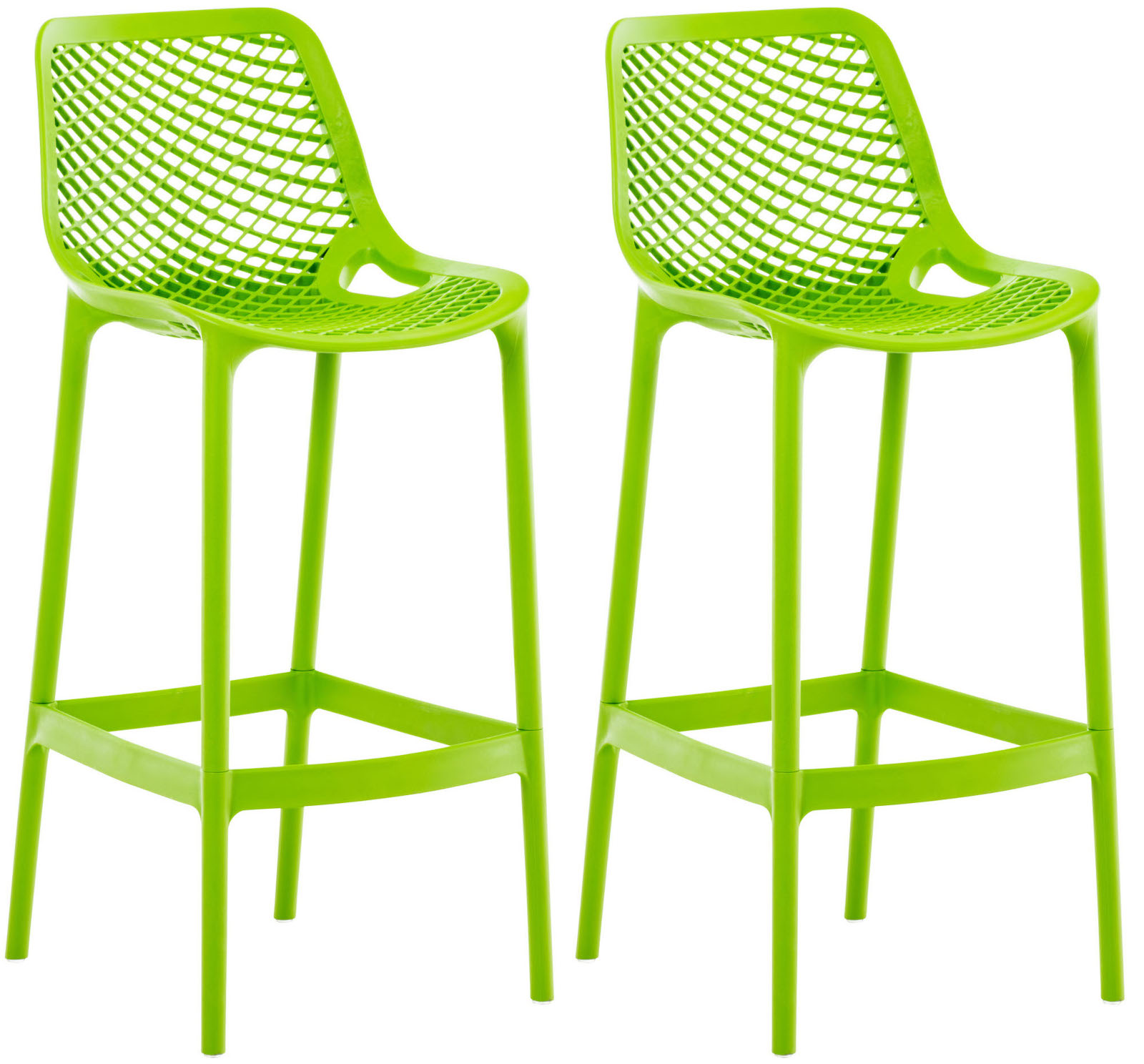 Lot de 2 Tabourets d'extérieur Air pour bar en plastique avec Repose-pieds Vert