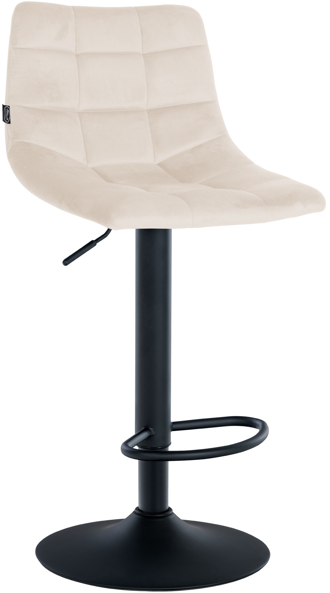 Tabouret de bar Jerry velours Crème Noir